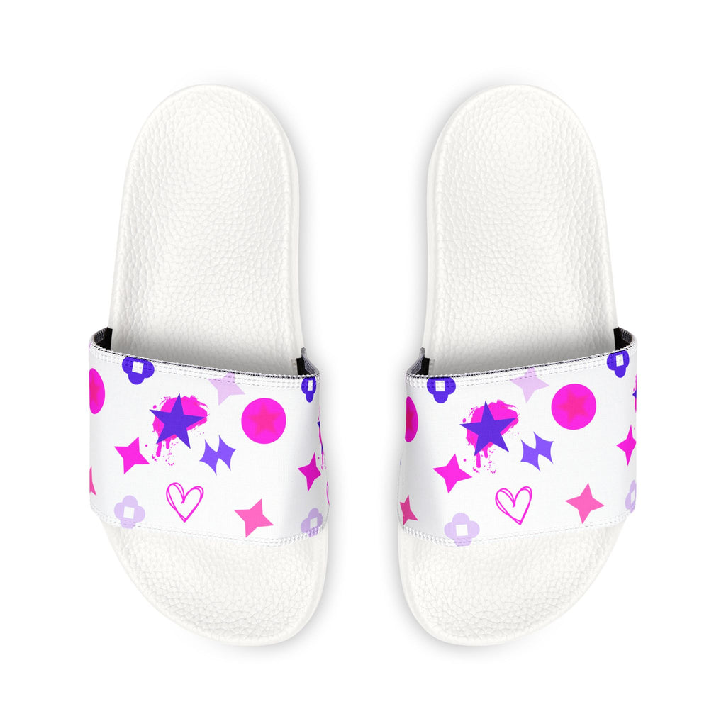 Women Slide Sandals —   Removable- White Striped Strap Slides
