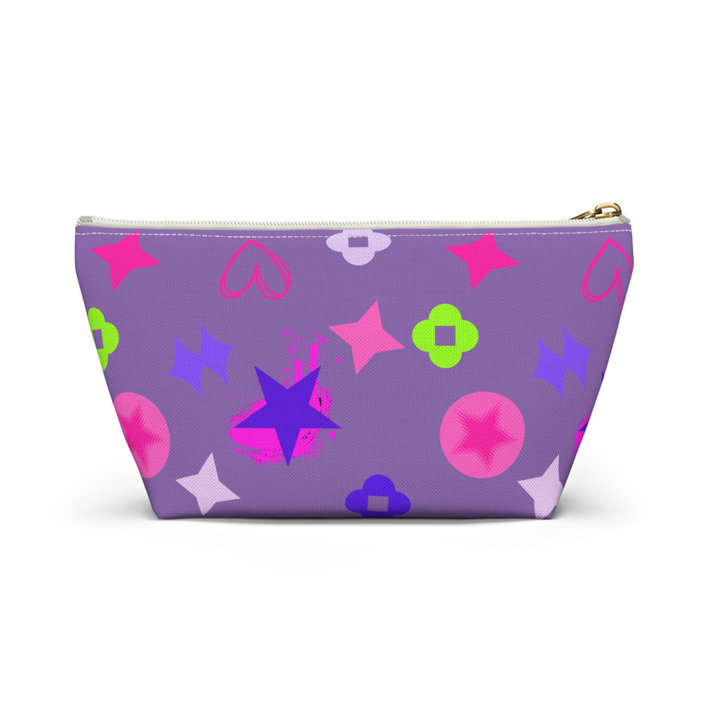 Purple Stars Accessory Pouch —  Pink Makeup Bag