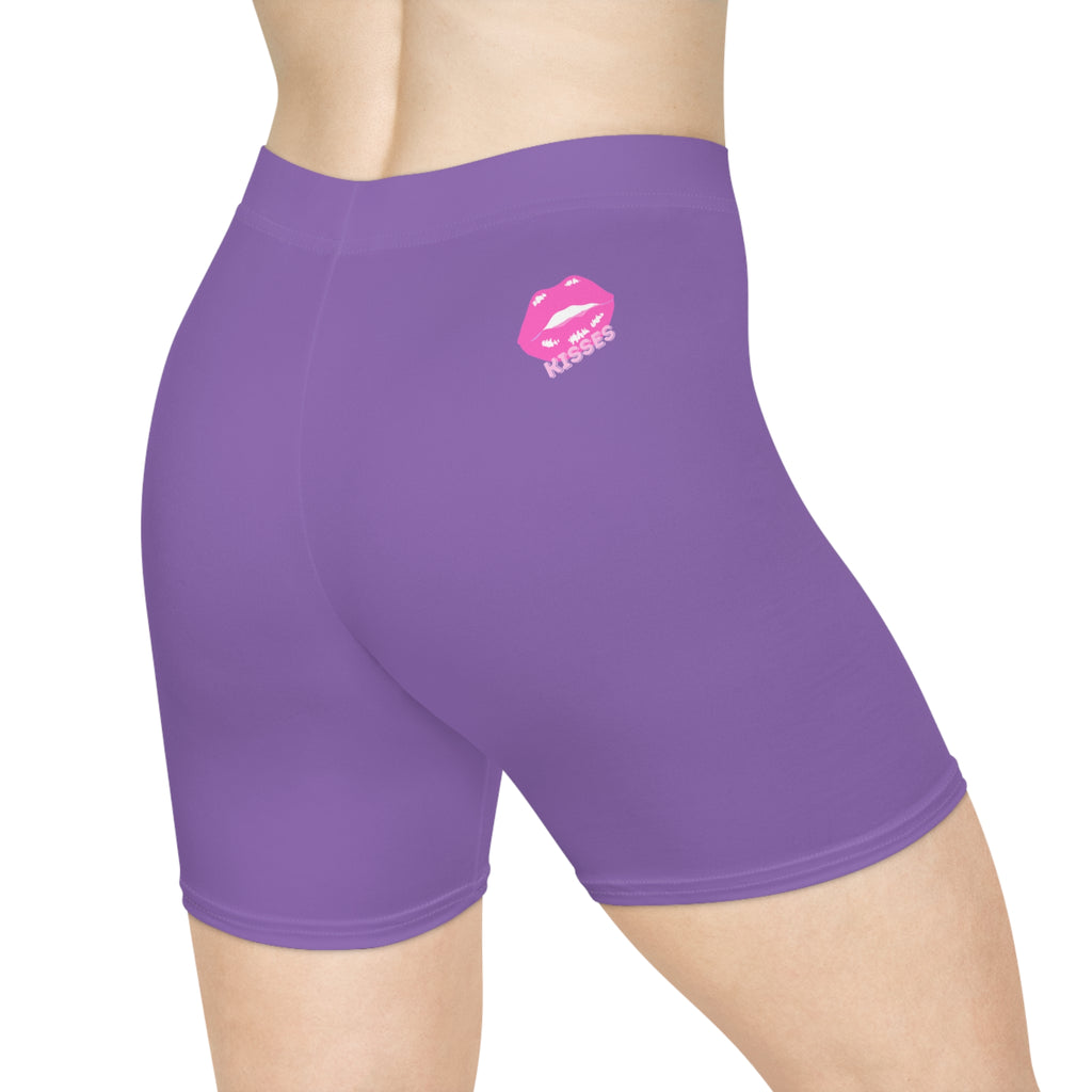 Women's Biker Shorts with Pink Kiss Logo — Stretchy Athleisure Cycling Shorts