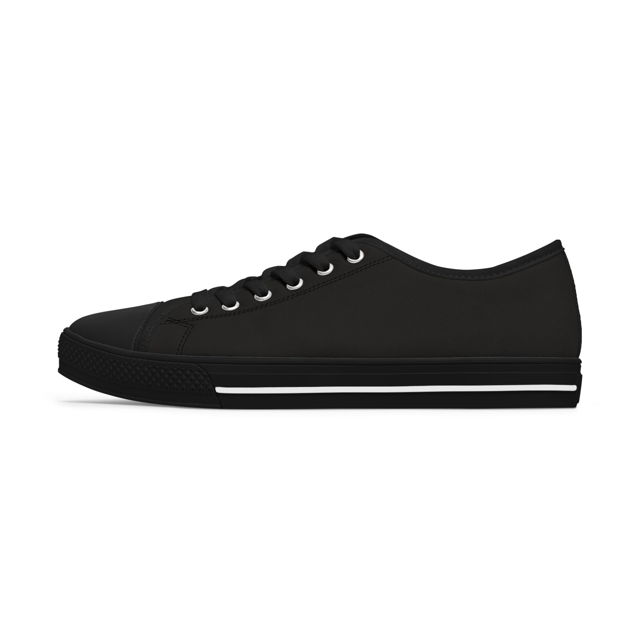 Black & White Geometric Low Top Sneakers — Women's Casual Canvas Shoes Black