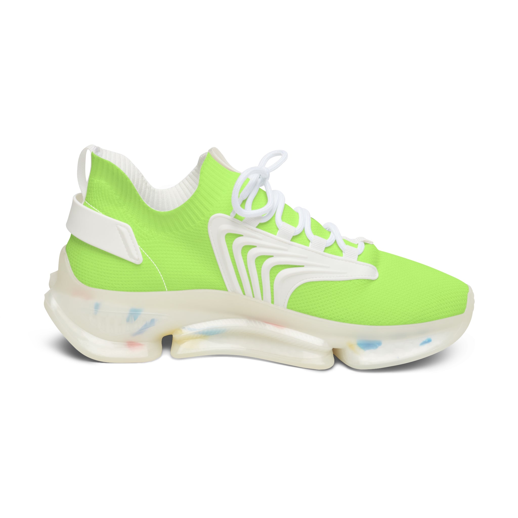 Neon Green Women's Mesh Sneakers — Lightweight Breathable Athletic Shoes
