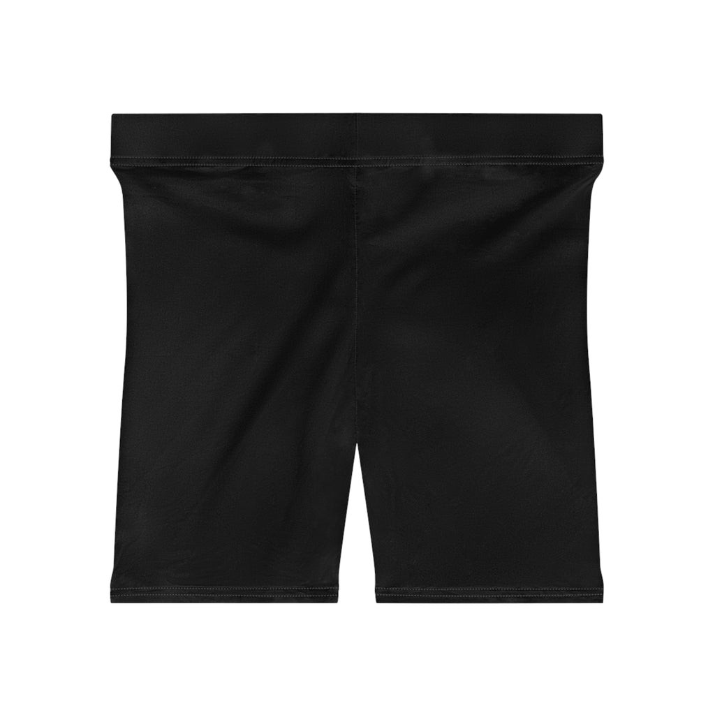 Women's White Shorts with Pink Kiss Logo — Stretchy Athleisure Cycling Shorts Black