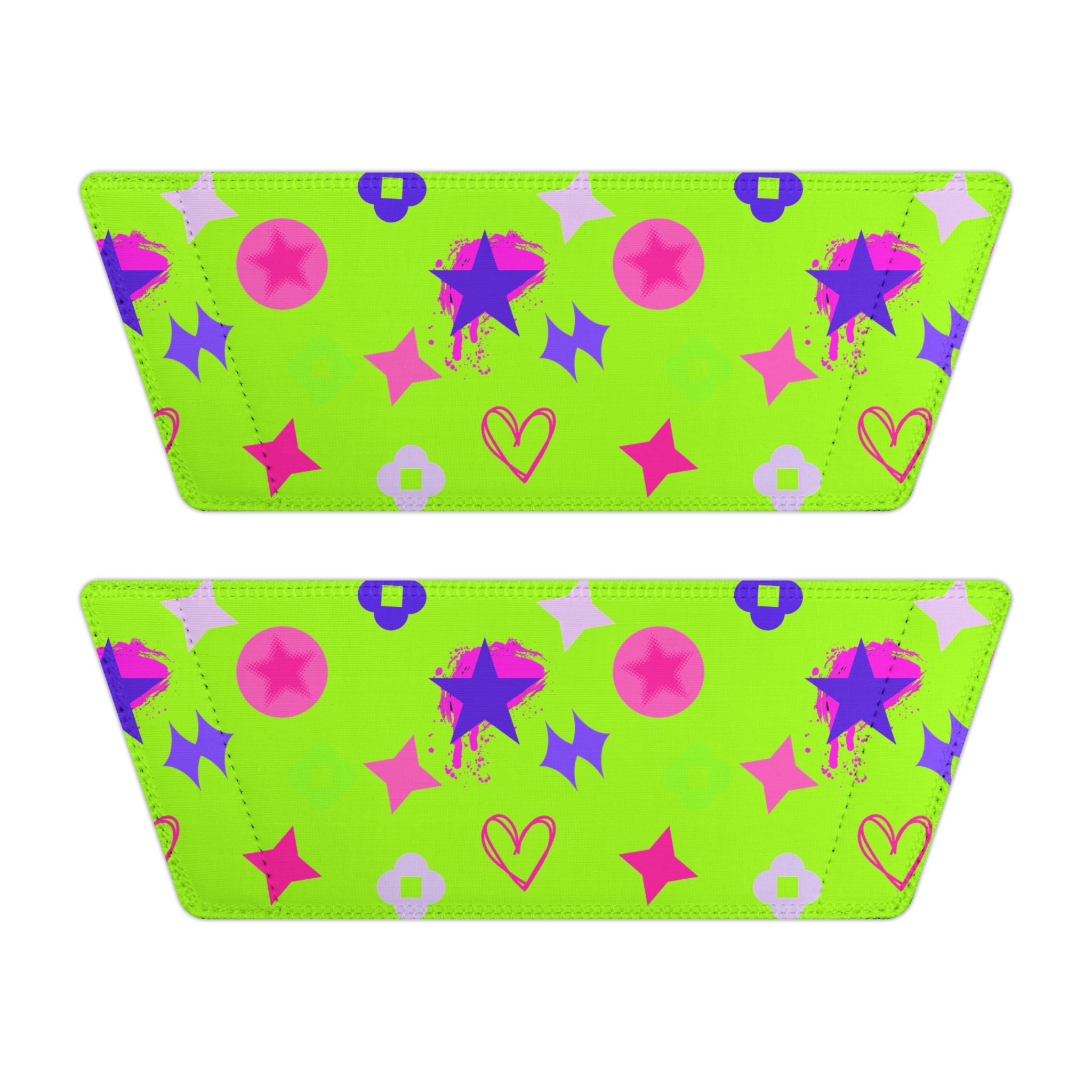 Women Slide Sandals —   Removable- Lime Green Striped Strap Slides