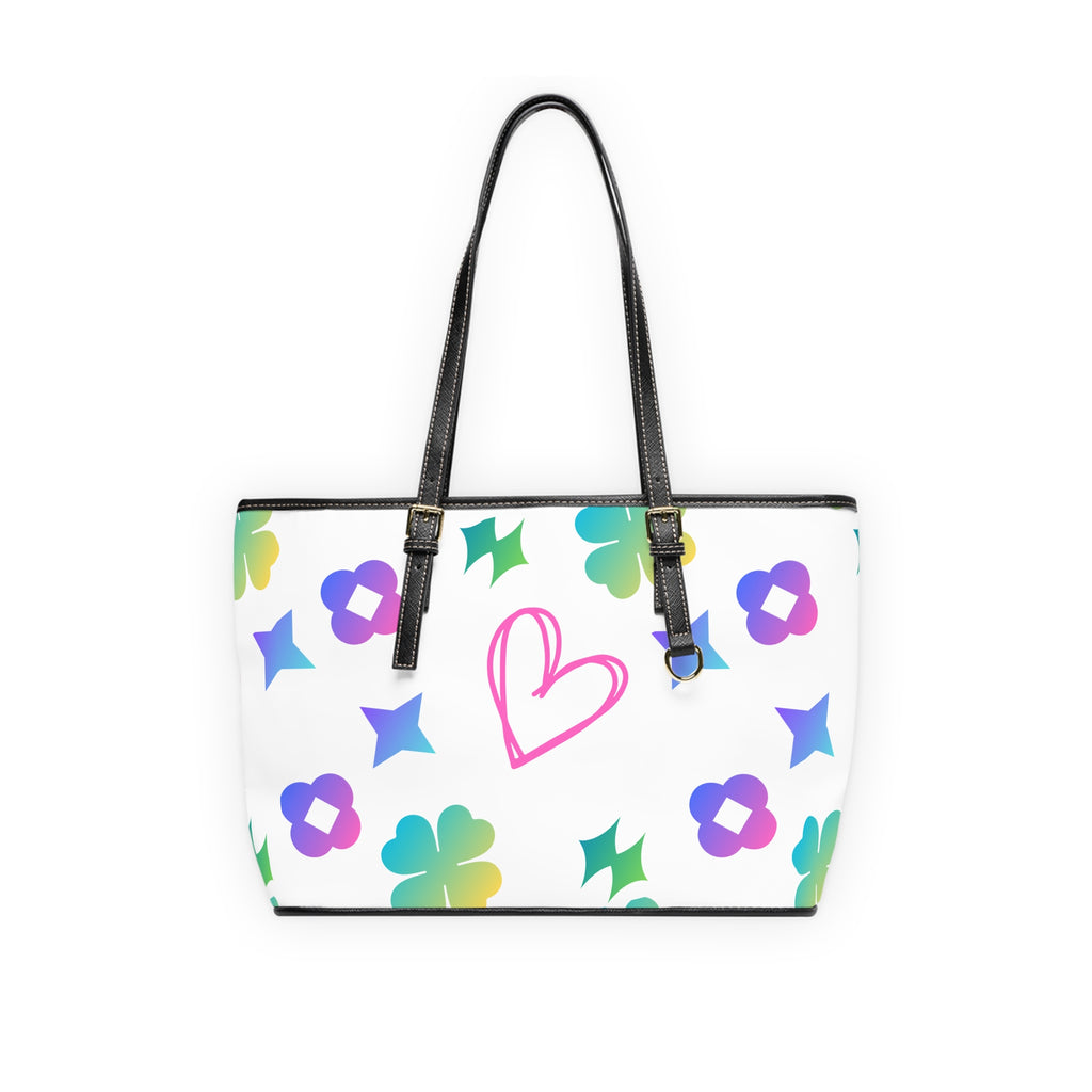 Colorful Leather Shoulder Bag with Heart Design