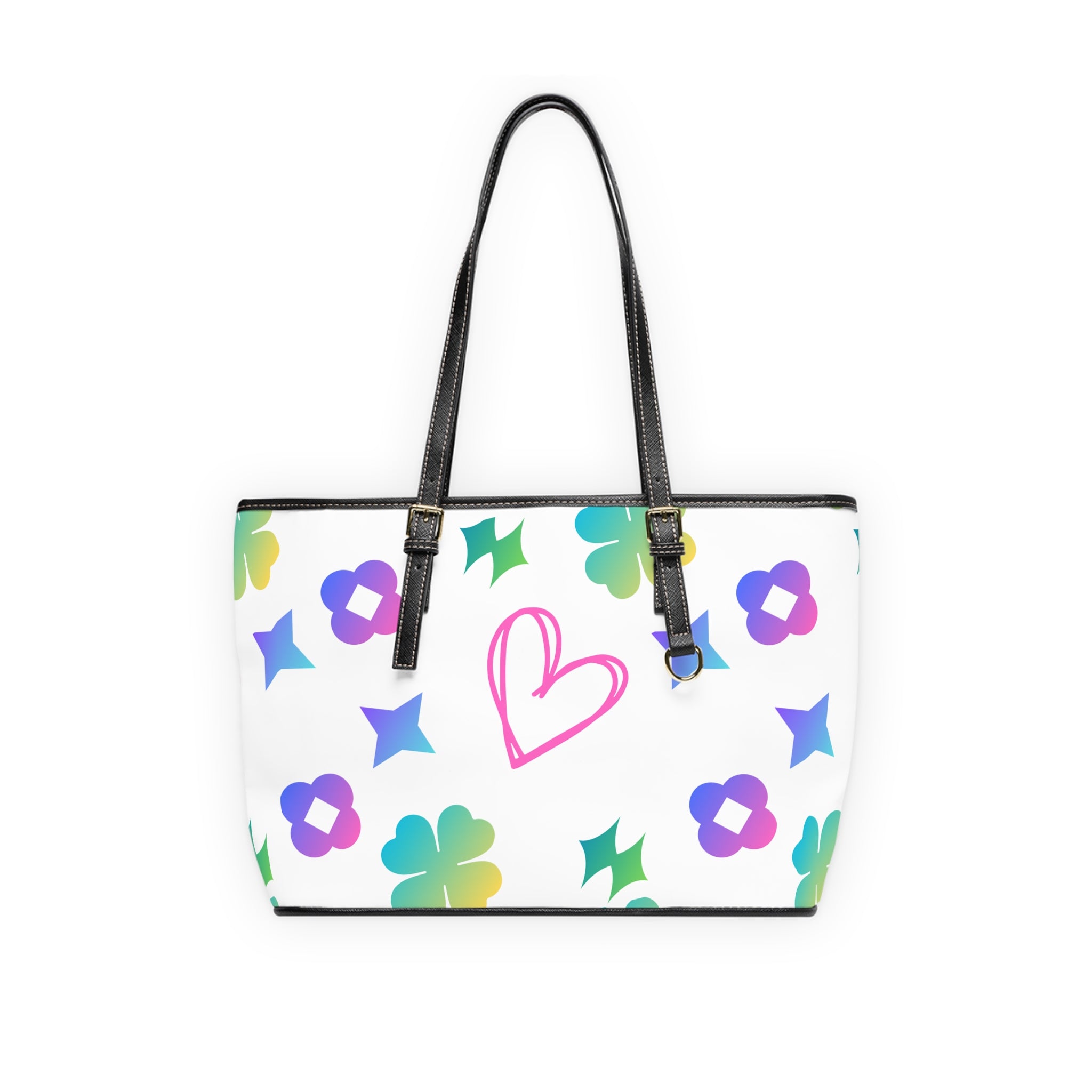 Colorful Leather Shoulder Bag with Heart Design