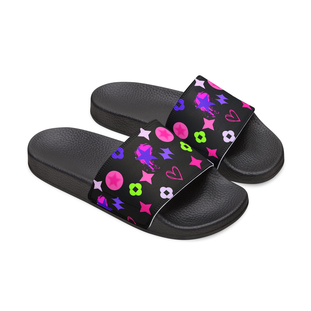 Women Slide Sandals —   Removable- White Striped Strap Slides