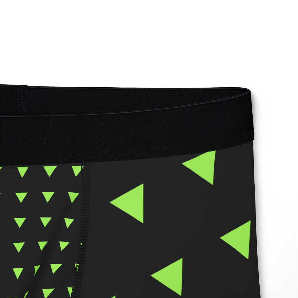Men's Neon Triangle Boxer Briefs — Black & Lime Geometric Print