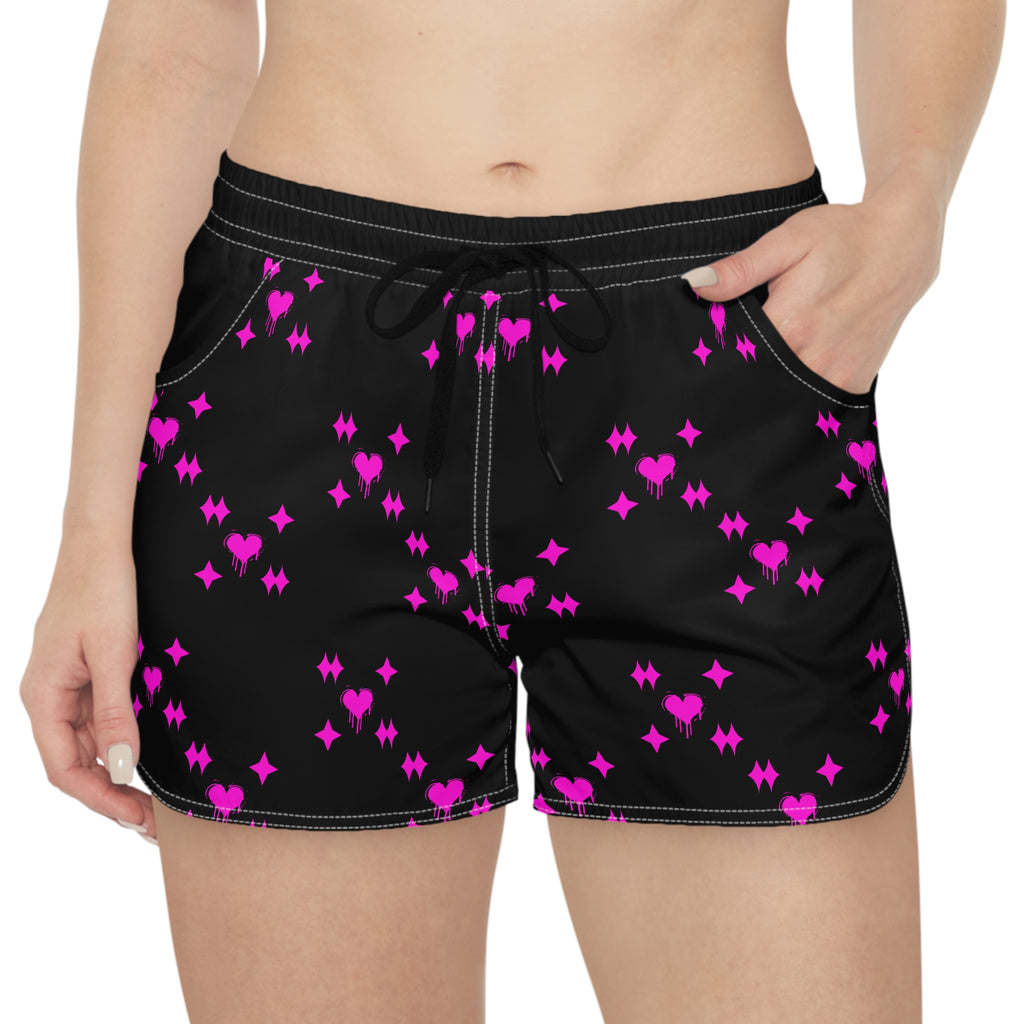 Butterfly Heart Lounge Shorts — Women's Cute Pink AOP Casual Shorts