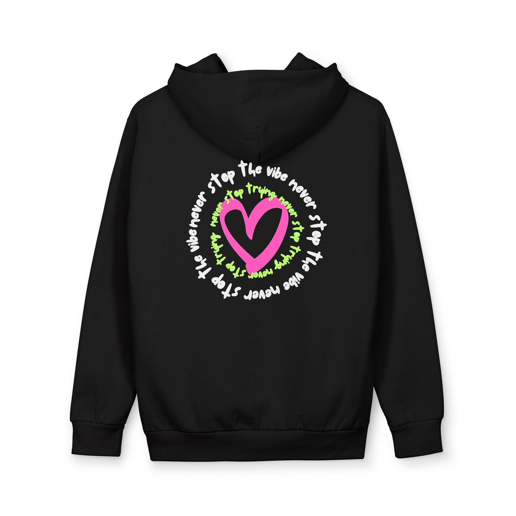 Graphic Hoodie — Neon Heart Back Print Pullover
