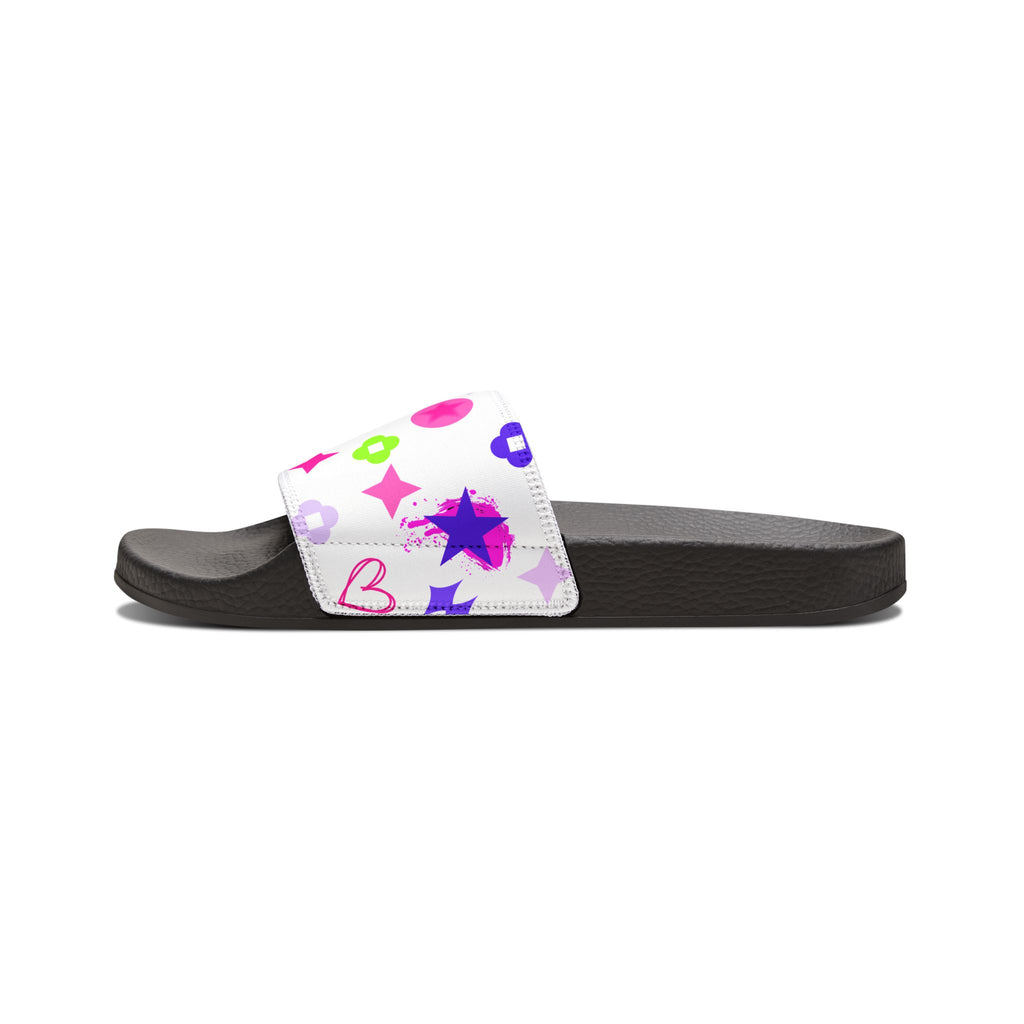 Women Slide Sandals —   Removable- White Striped Strap Slides