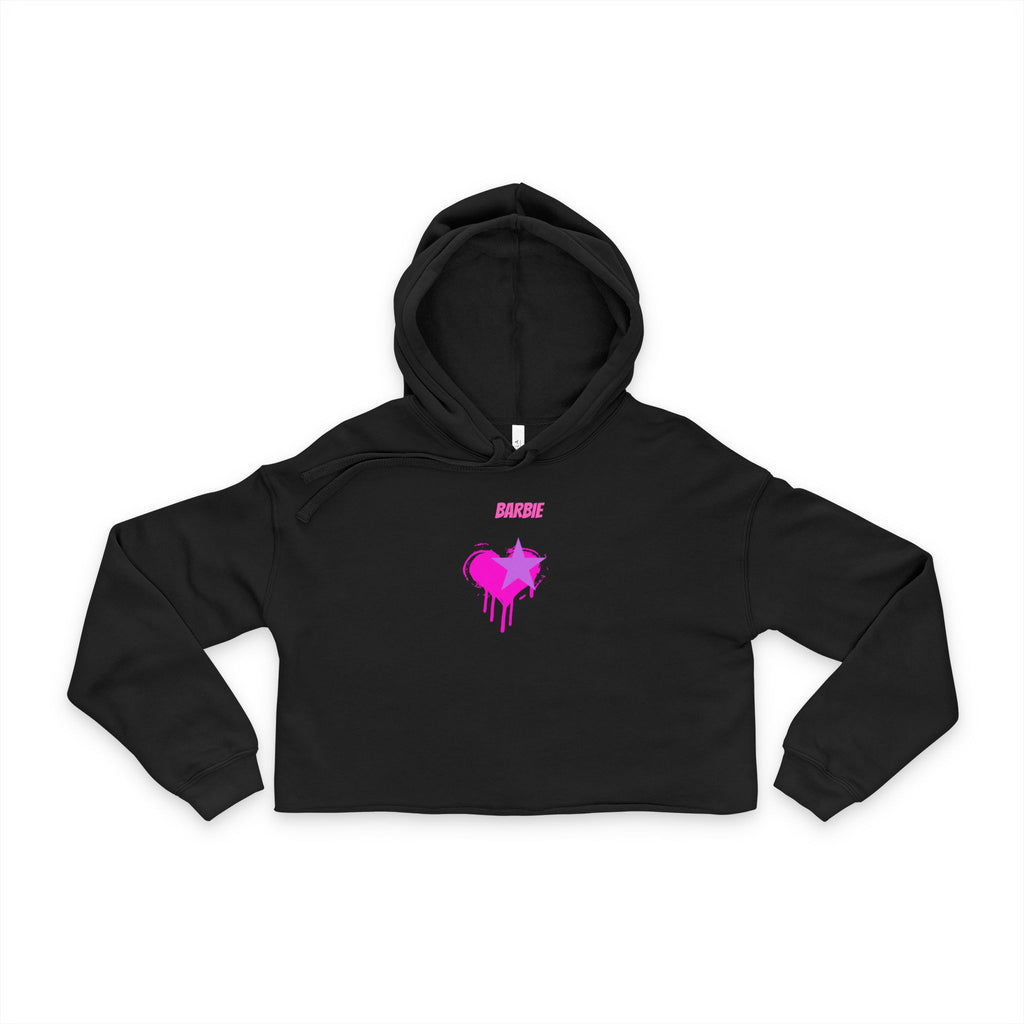 Cropped Hoodie — Neon Pink Dripping Heart Crop Top