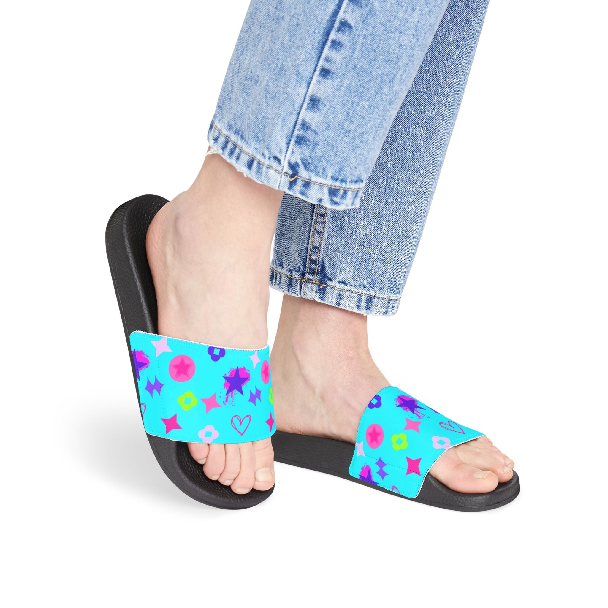 Copy of Women Slide Sandals —   Removable- White Striped Strap Slides