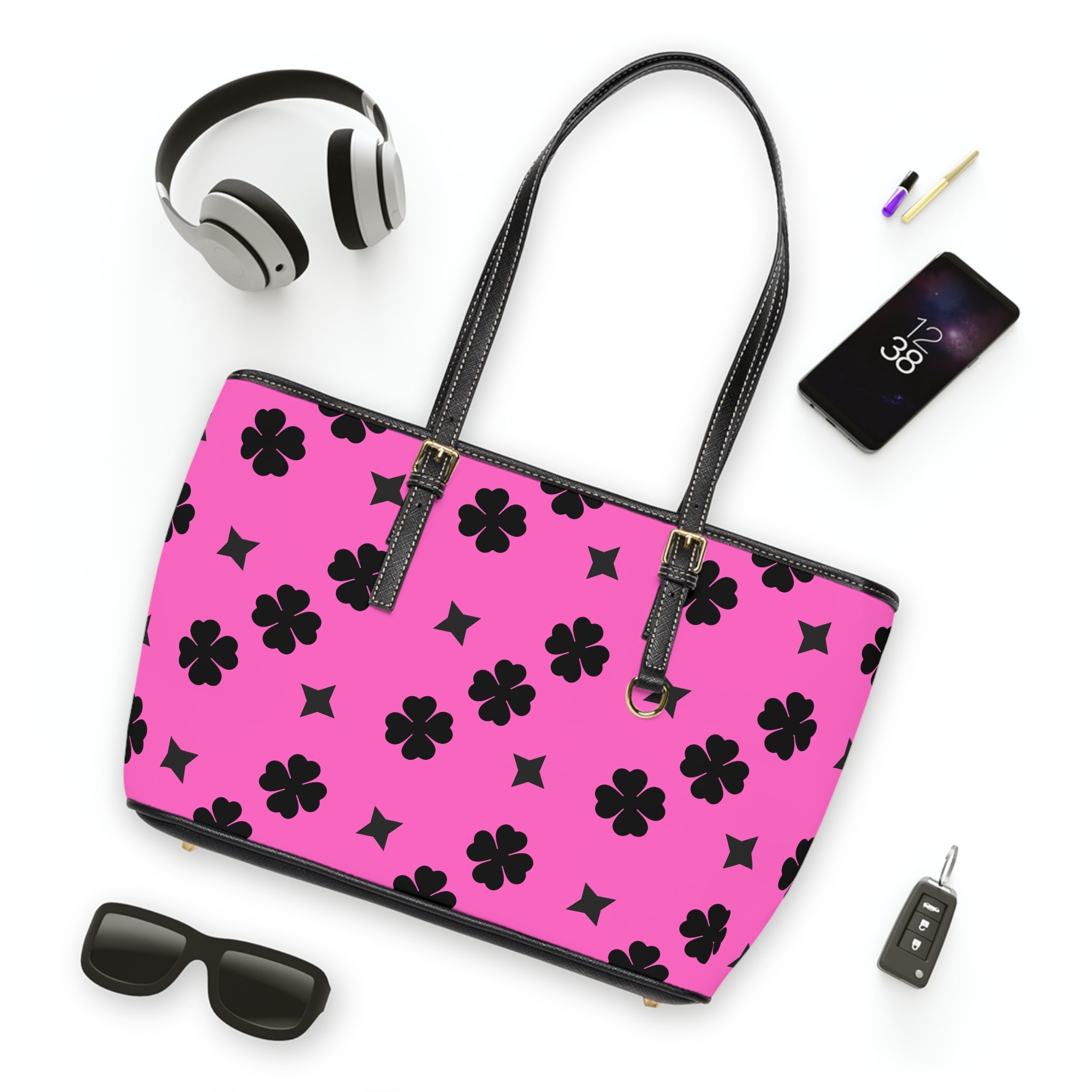 Pink  Lucky Leather Shoulder Bag