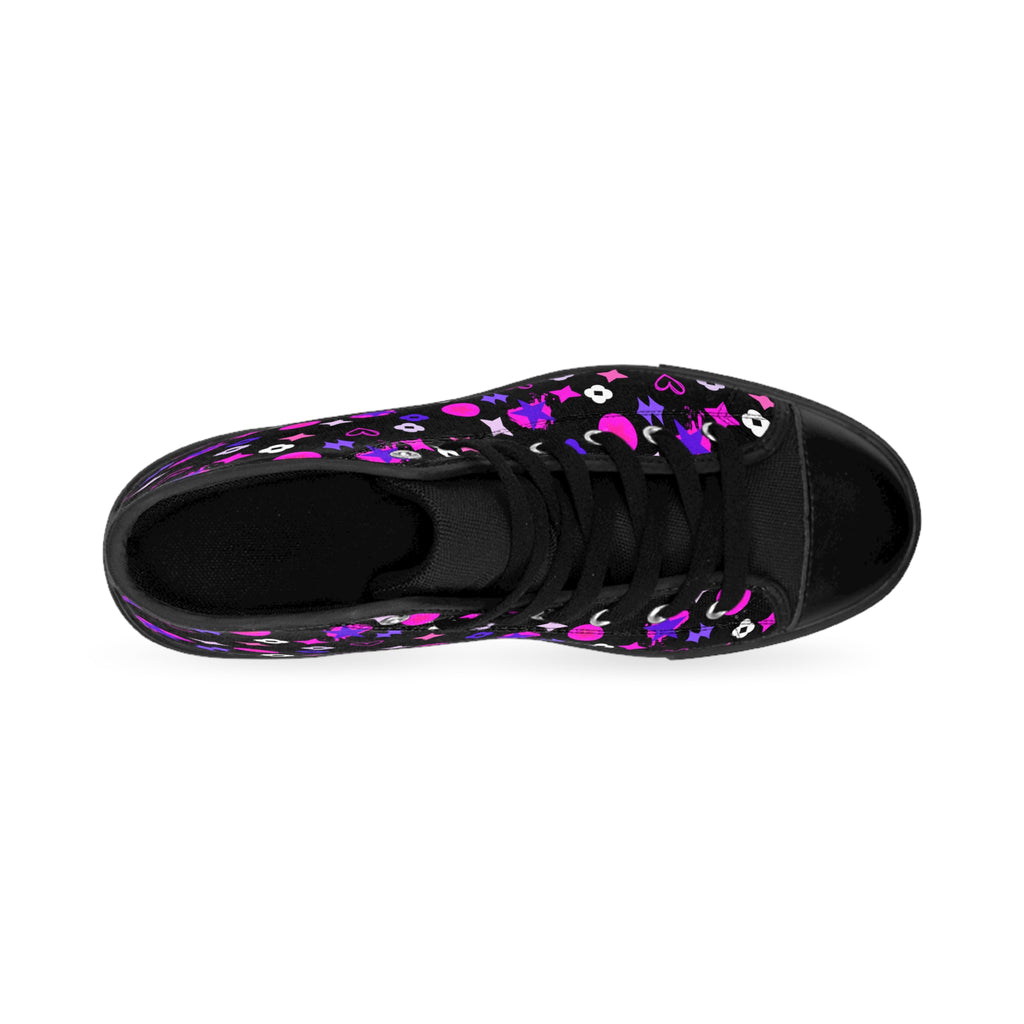Women's Classic Sneakers Purple Black Stars