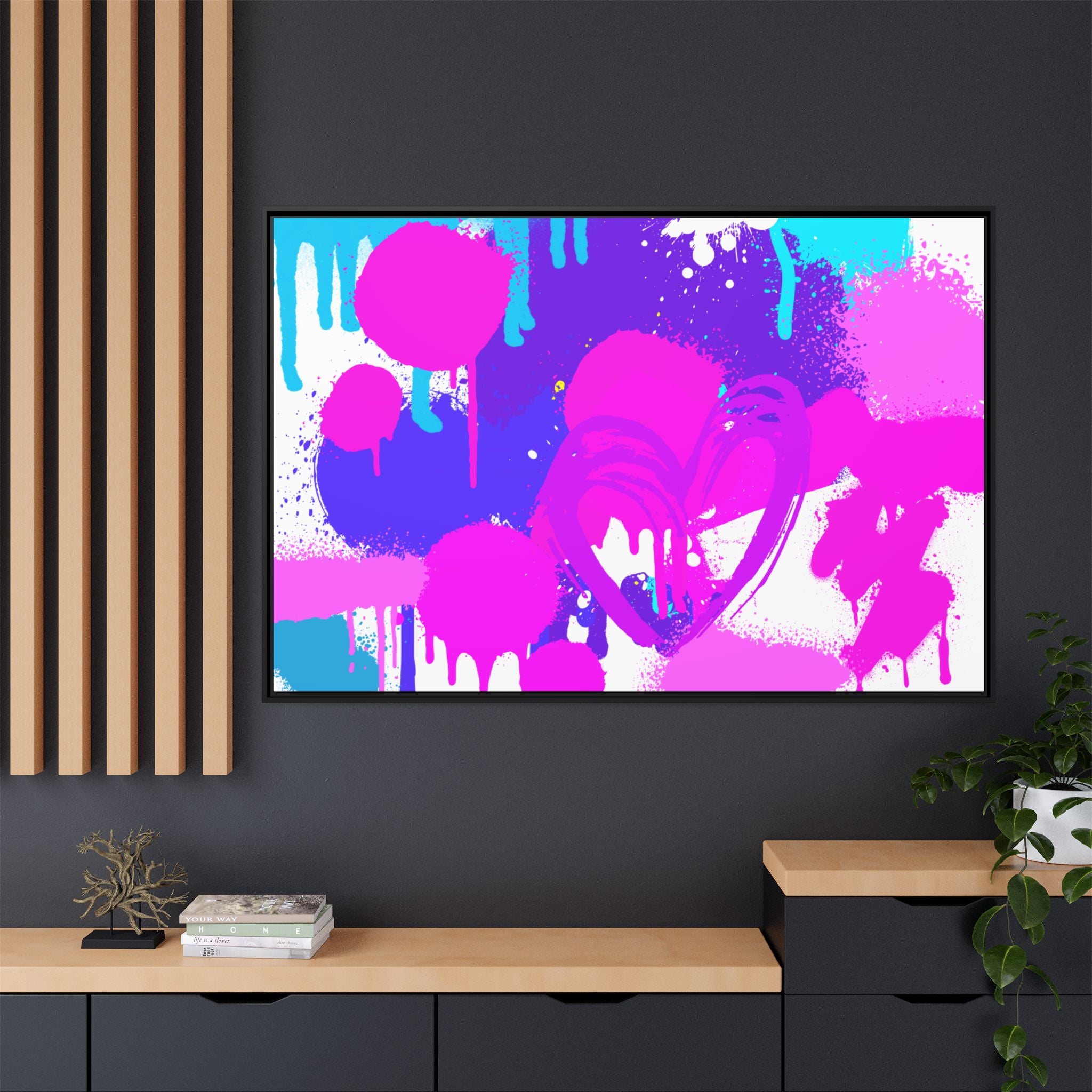 Colorful Heart Splash Framed Canvas Art