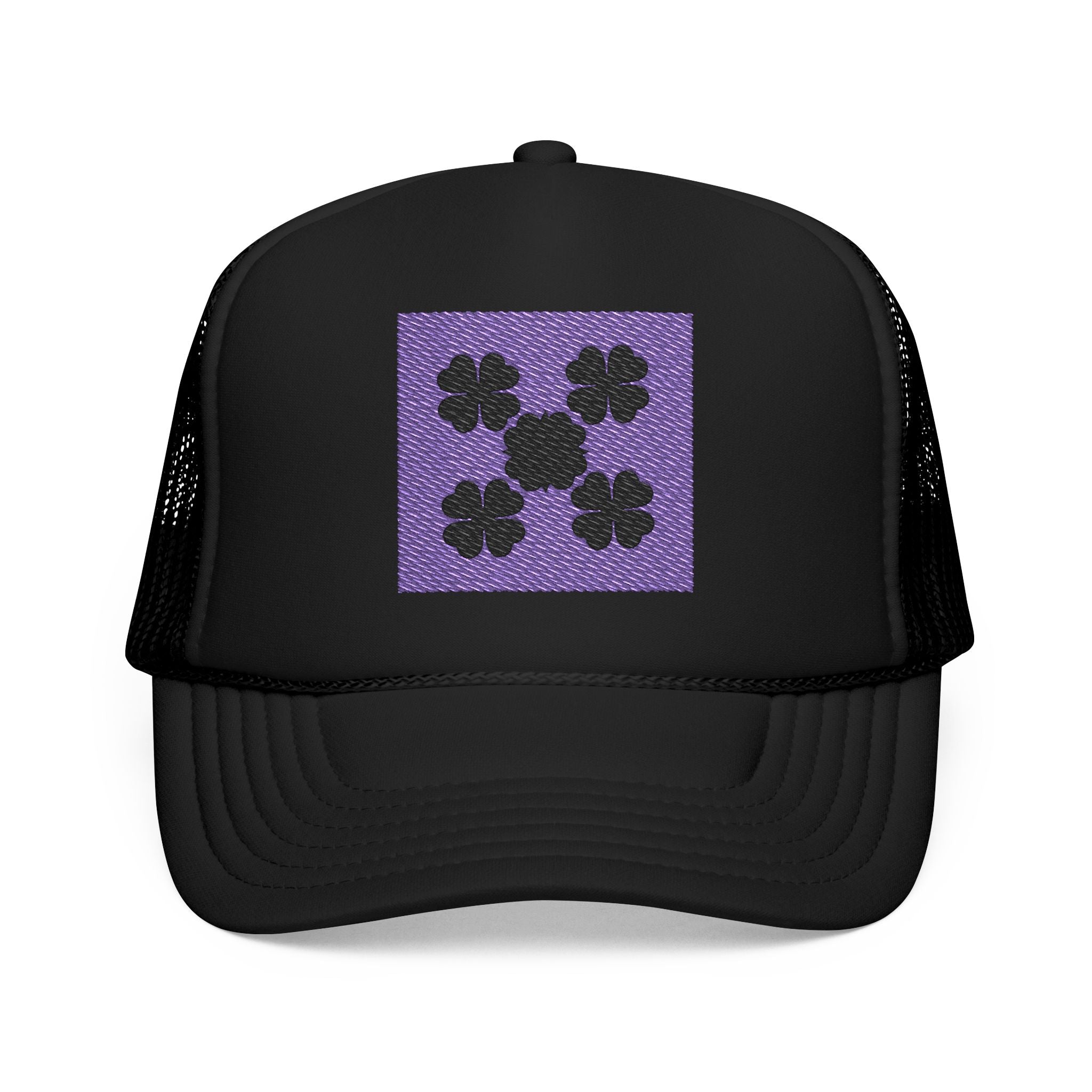 Purple Embroidered Clover Hat