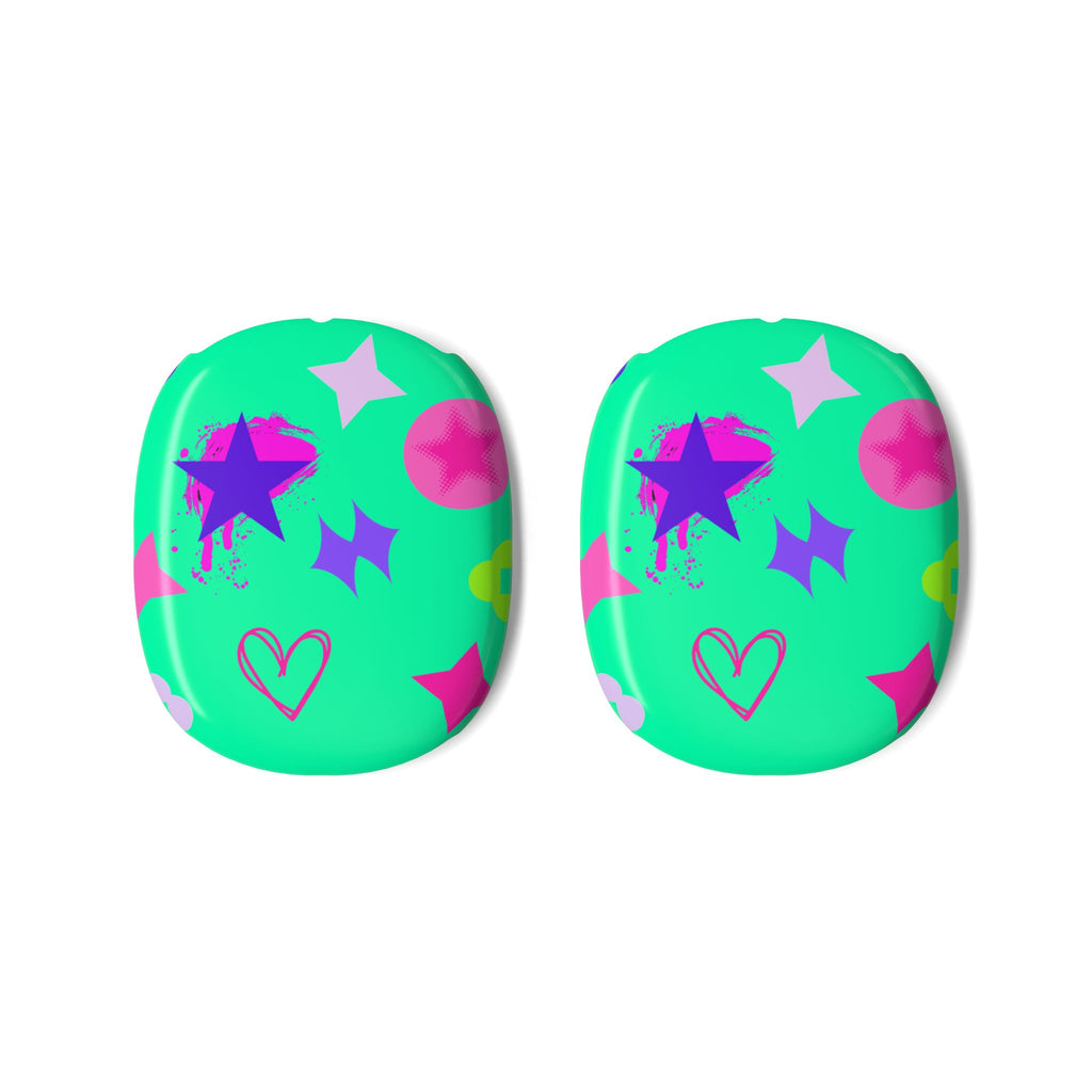 AirPods Max Shell Case — Neon Stars & Hearts Protective Cover
