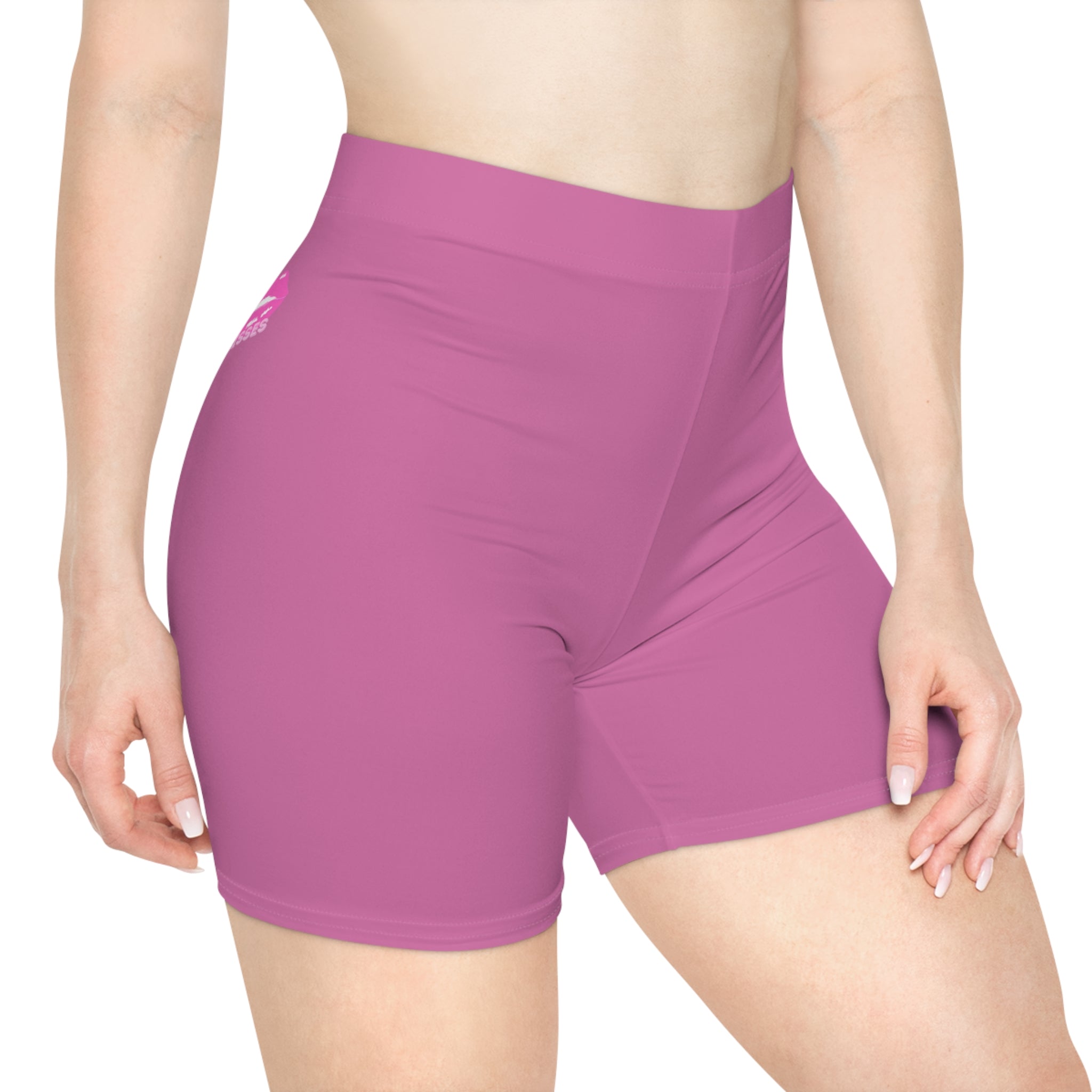 Women's Biker Shorts with Pink Kiss Logo — Stretchy Athleisure Cycling Shorts