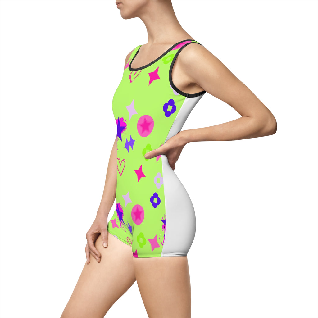 Vintage Lime Green One-Piece Swimsuit