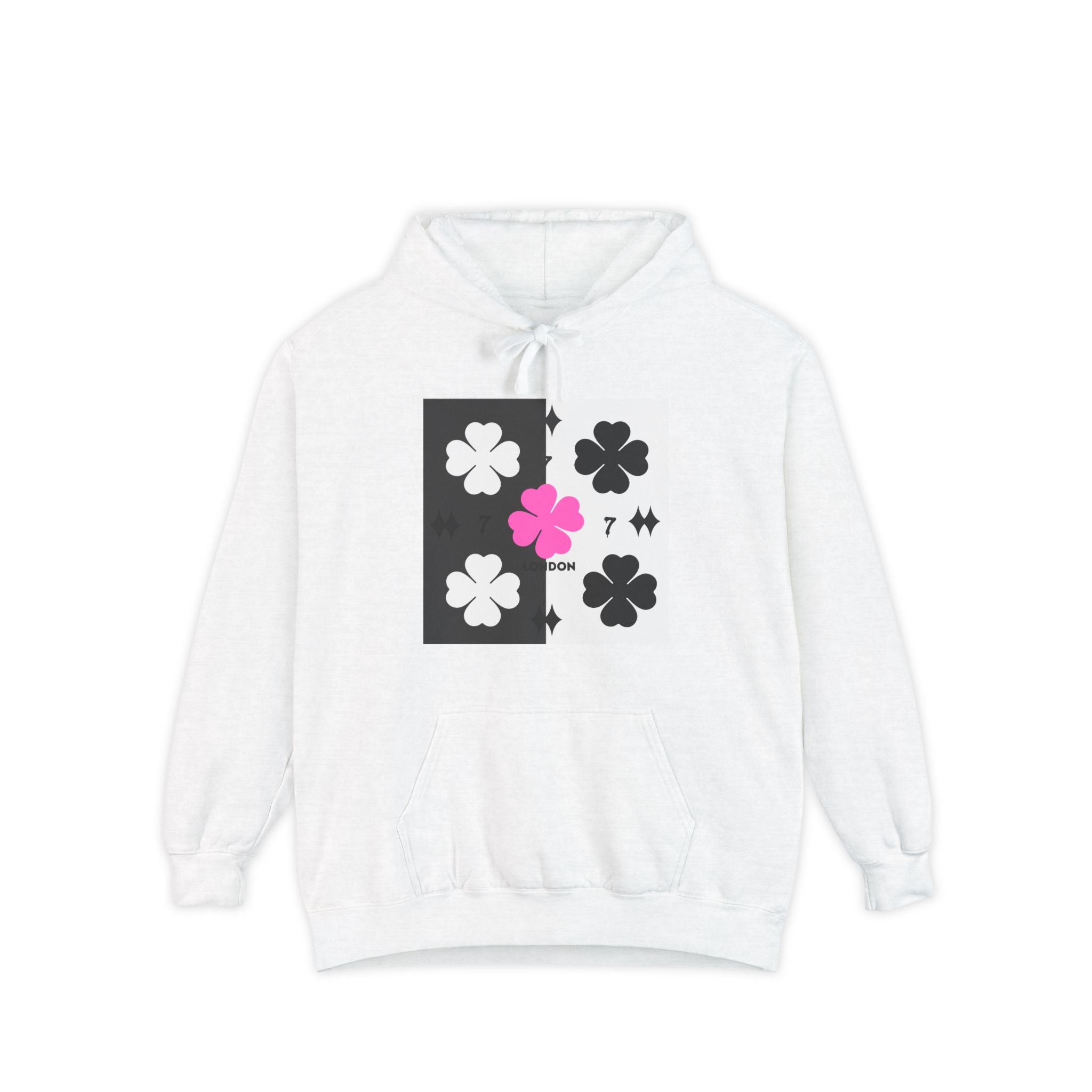 Clover Graphic Hoodie — Pink Accent Floral Streetwear