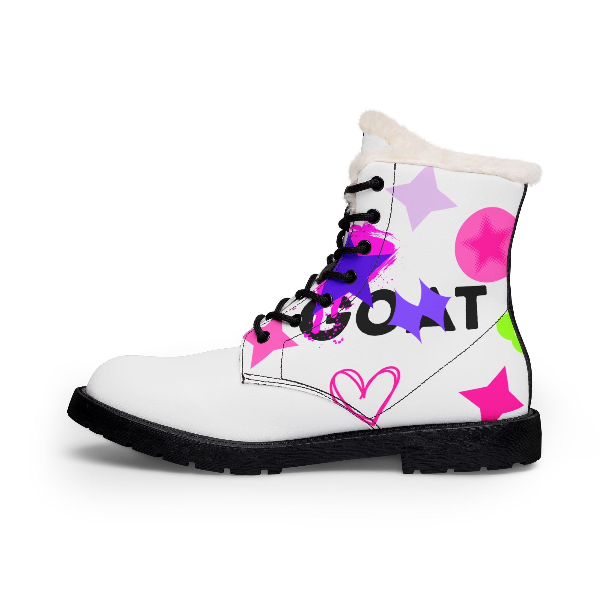 GOAT Fur-Lined Leather Boots — Men's Warm Winter Combat Style