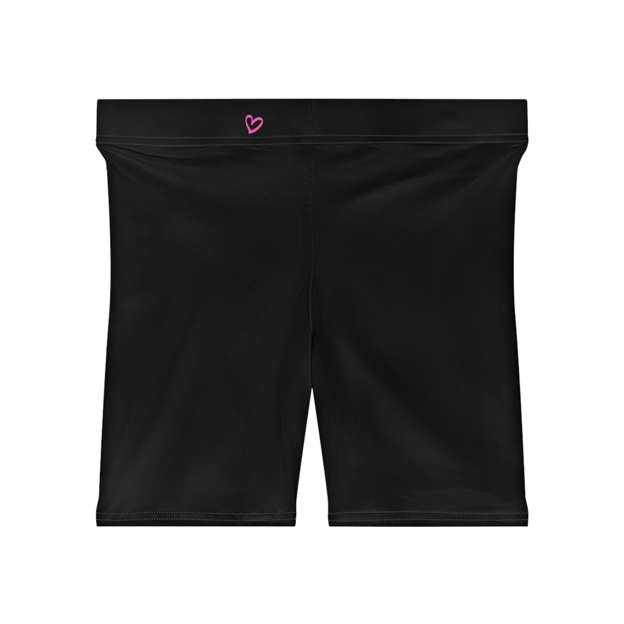 Women's White Shorts with Pink Kiss Logo — Stretchy Athleisure Cycling Shorts Black