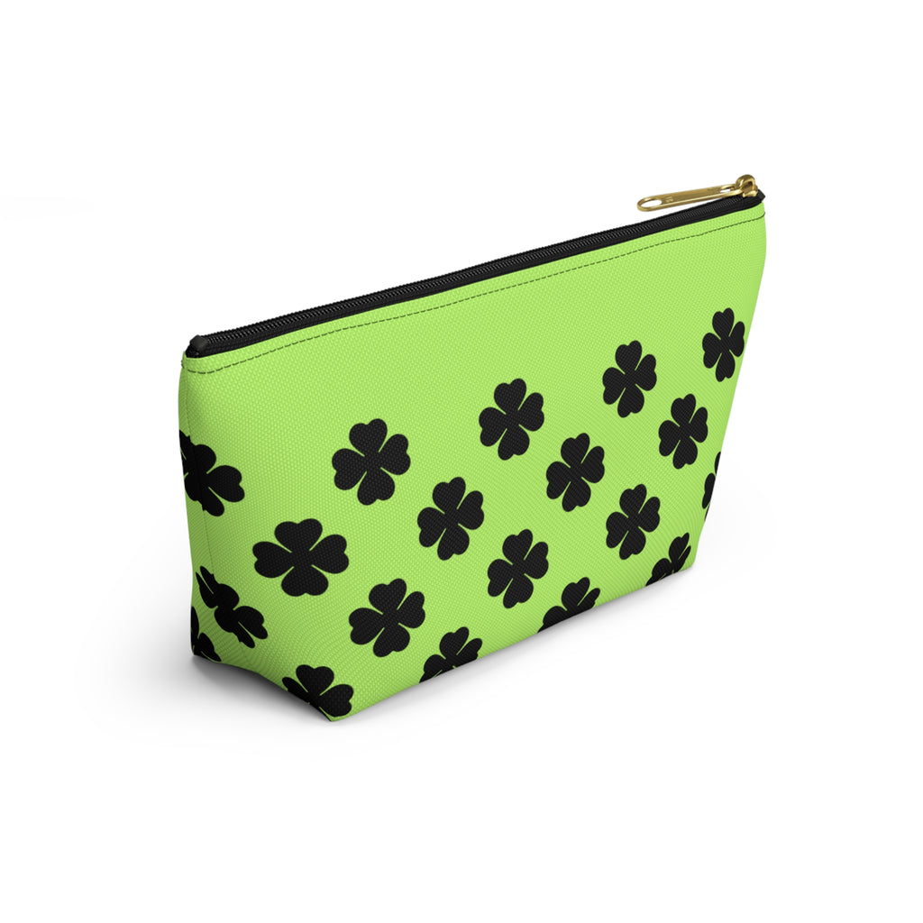 Black Clover Pattern Accessory Makeup & Travel Organizer Lime Green