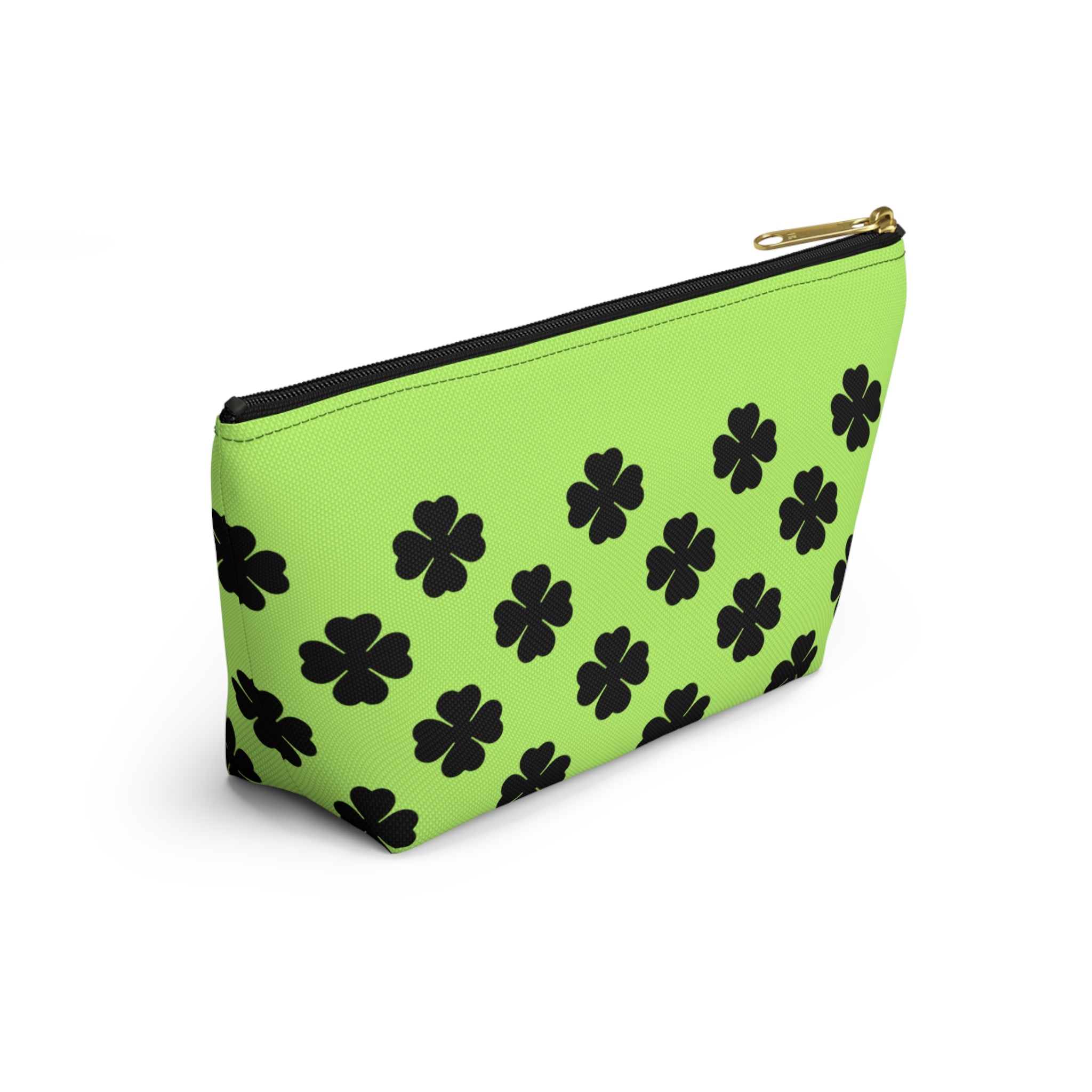 Black Clover Pattern Accessory Makeup & Travel Organizer Lime Green