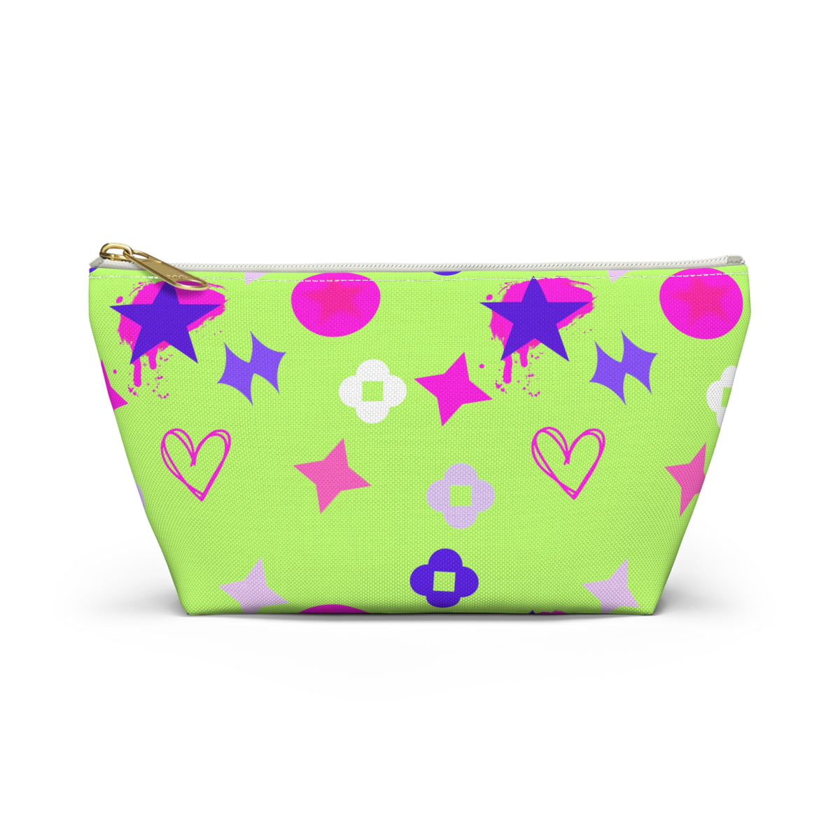 Lime Green Clover Pattern Accessory Makeup & Travel Organizer