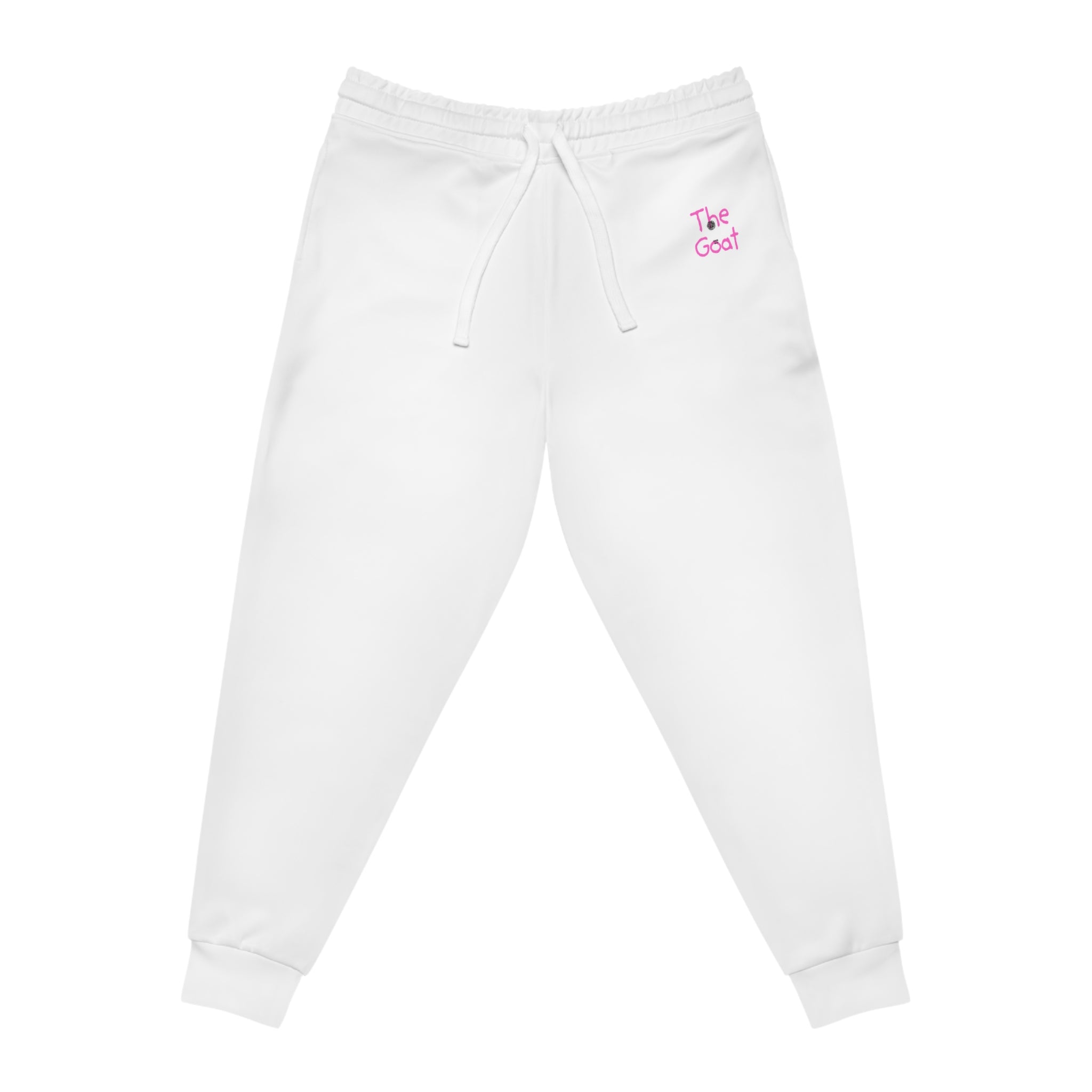 White Athletic Joggers with Pink Heart Accent — Casual Sweatpants