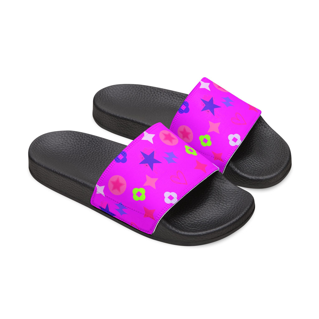 Women Slide Sandals —   Removable- White Striped Strap Slides