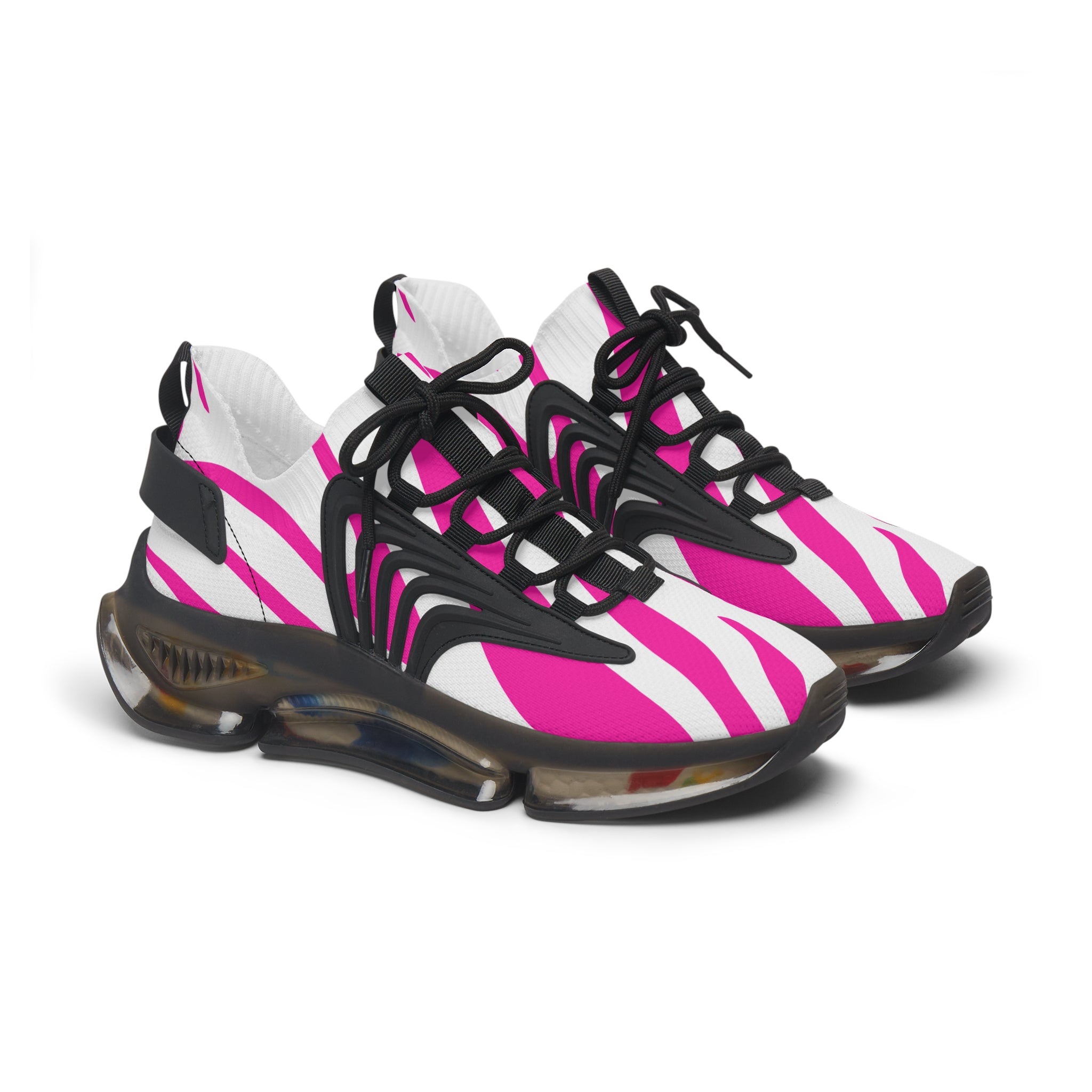 Stylish Women's Mesh Sneakers – Bold Pink Stripes