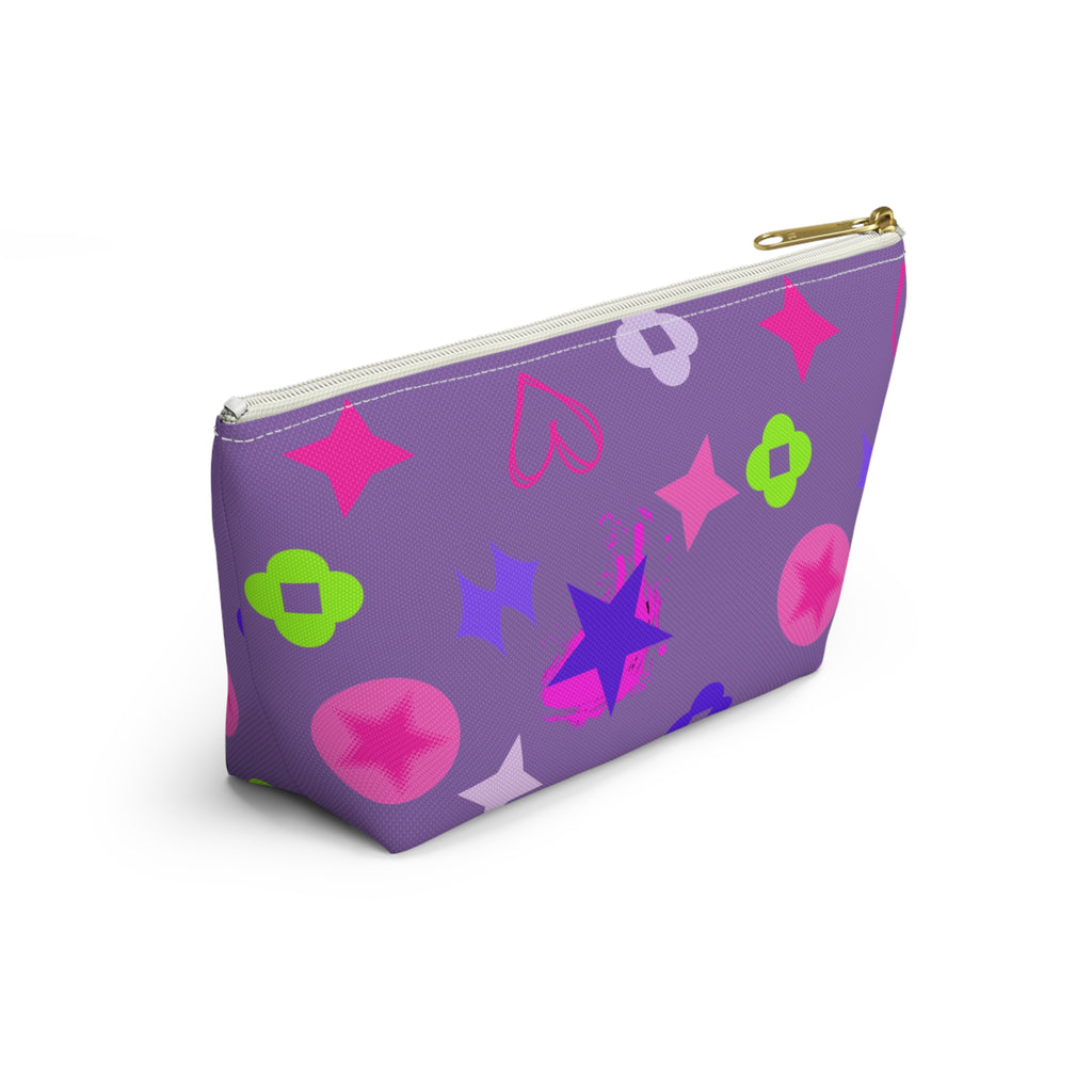 Purple Stars Accessory Pouch —  Pink Makeup Bag