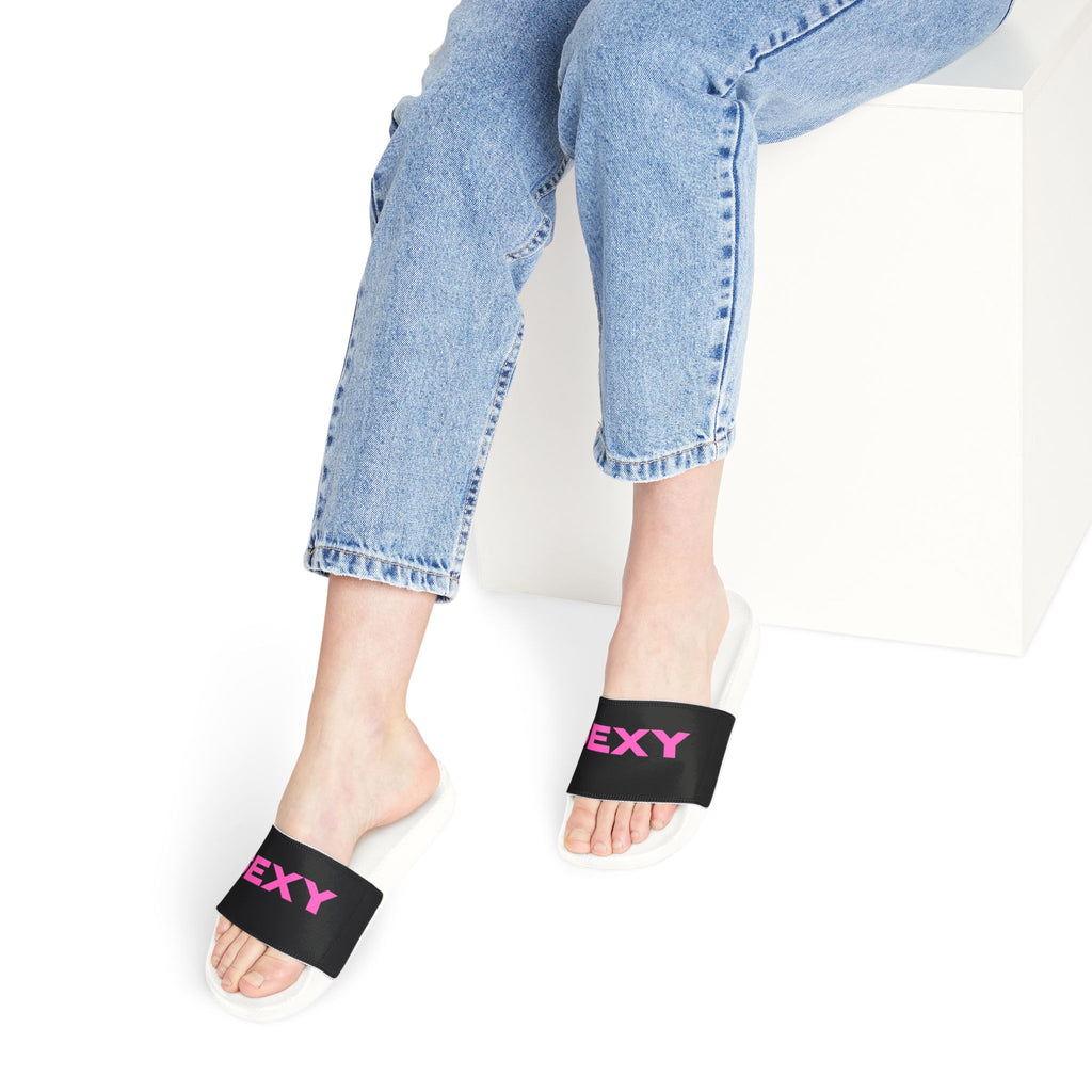 Women's 'SEXY' White Slide Sandals — Removable Strap Casual Pool & Beach Slides