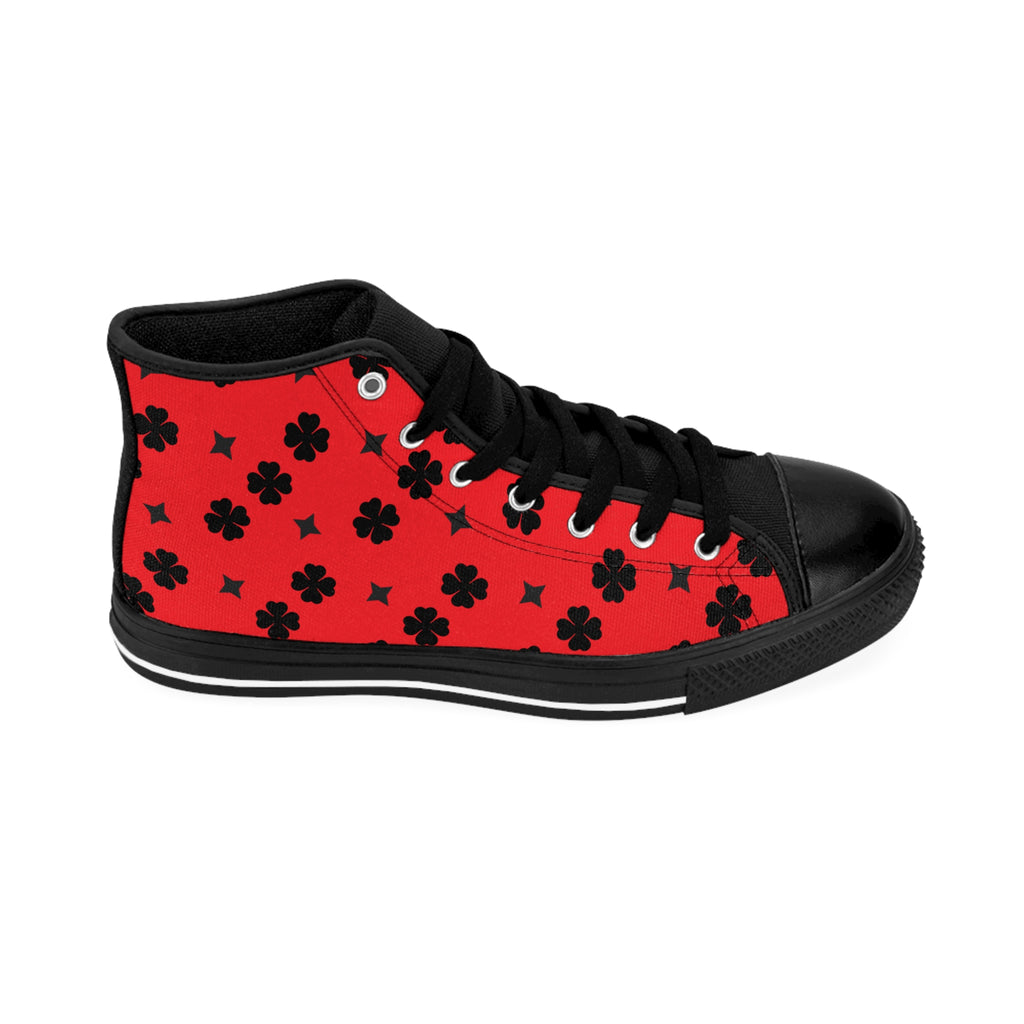 Men Classic Sneakers Star Black on Red