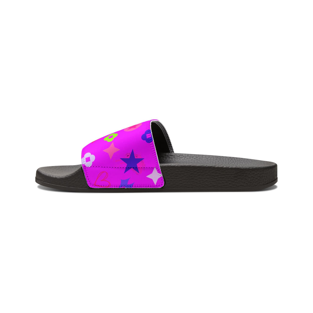 Women Slide Sandals —   Removable- White Striped Strap Slides