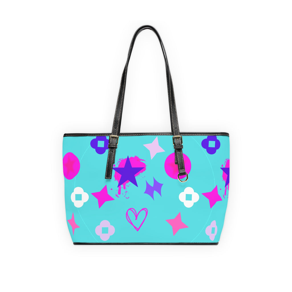 Neon Blue Shoulder Bag — Graffiti Stars Tote