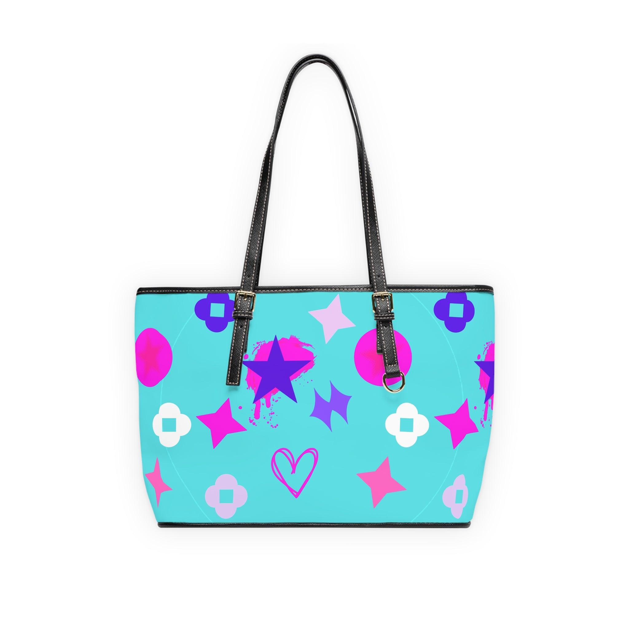 Neon Blue Shoulder Bag — Graffiti Stars Tote