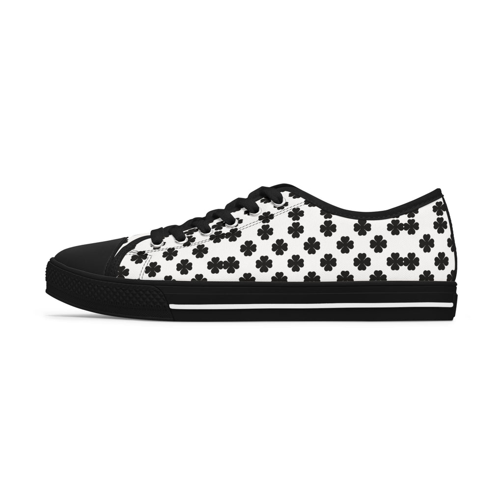 Women's Low Top Sneakers — Black Clover Pattern Casual Canvas Shoes