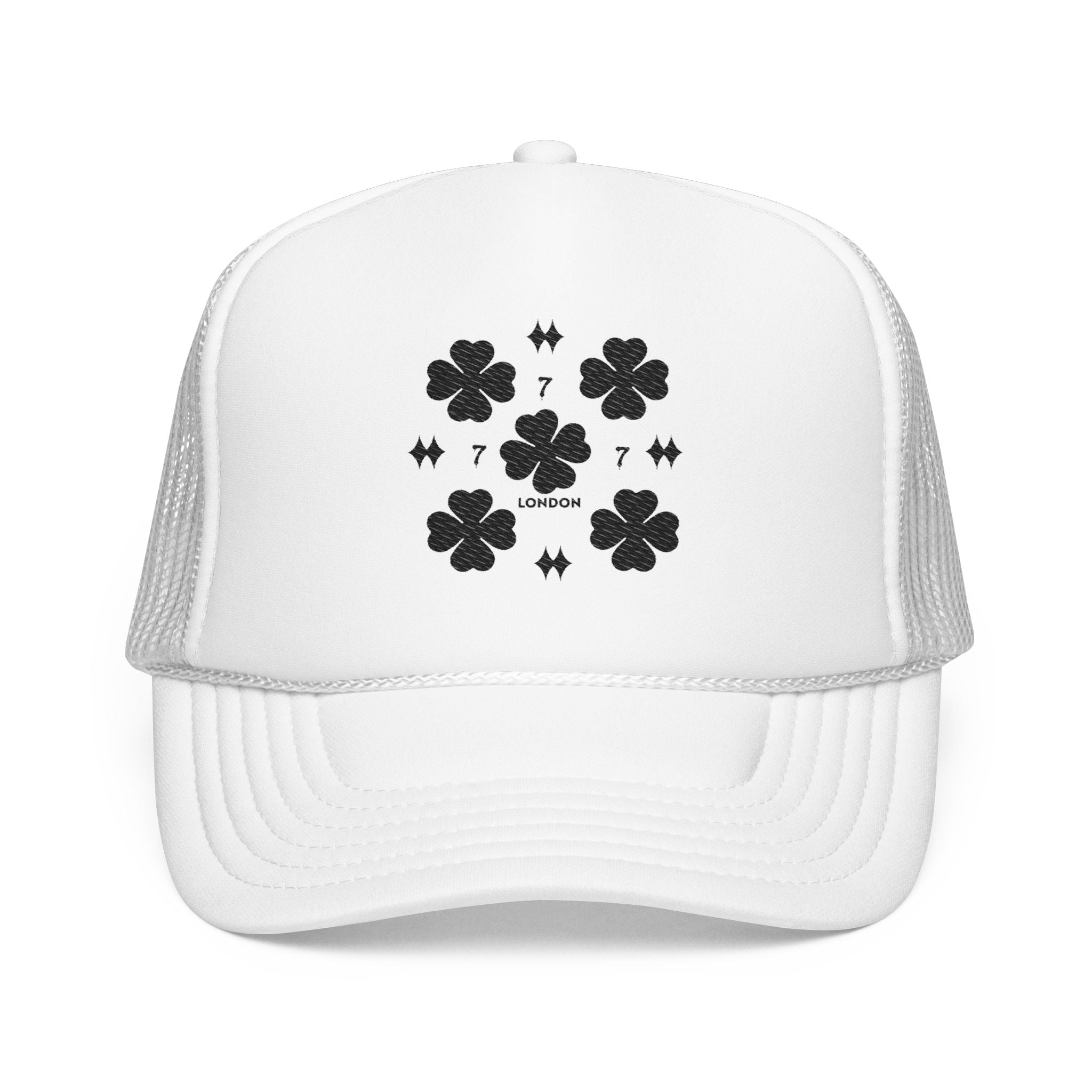 Black Embroidered Clover Lucky Hat