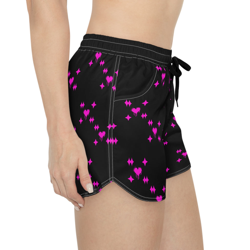Butterfly Heart Lounge Shorts — Women's Cute Pink AOP Casual Shorts