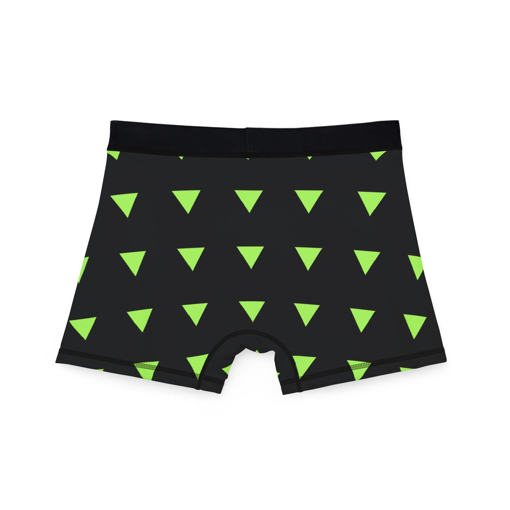 Men's Neon Triangle Boxer Briefs — Black & Lime Geometric Print