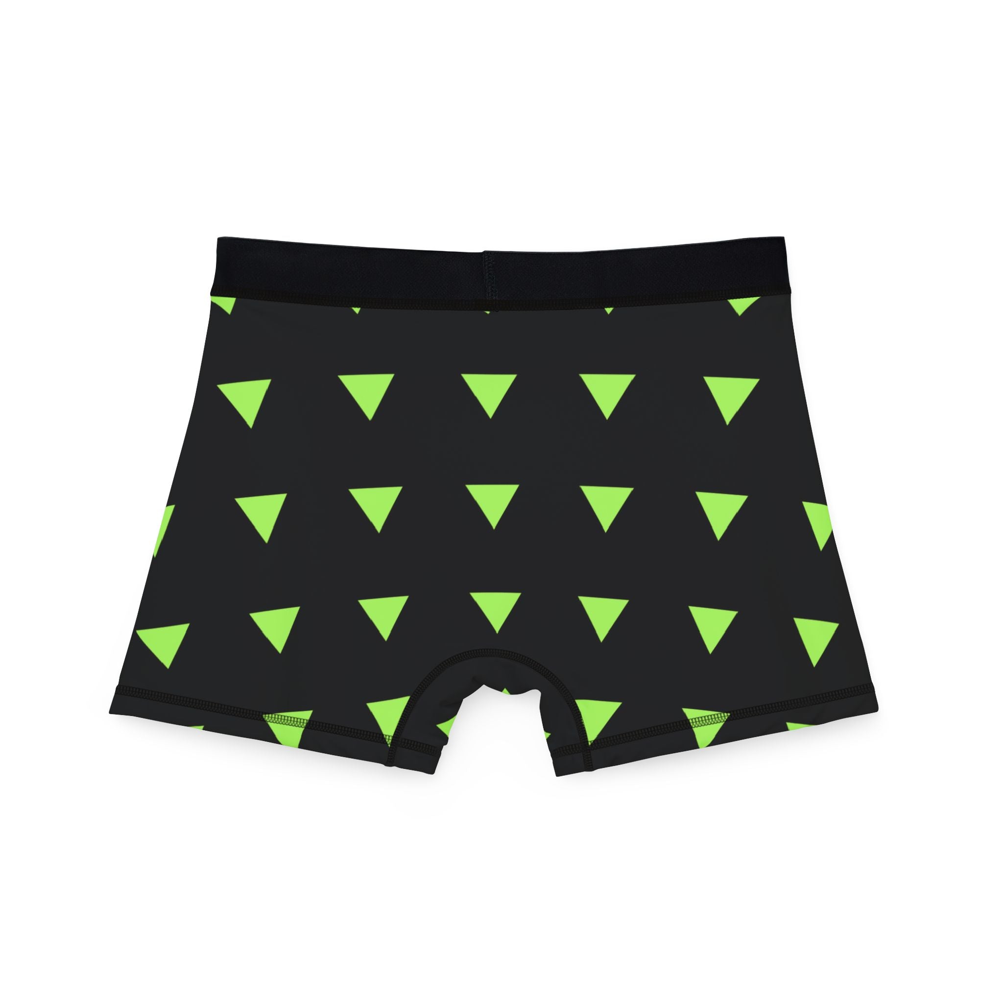 Men's Neon Triangle Boxer Briefs — Black & Lime Geometric Print