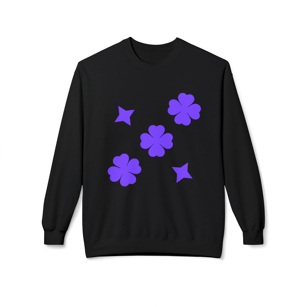 Unisex Fleece Black Sweatshirt Purpe