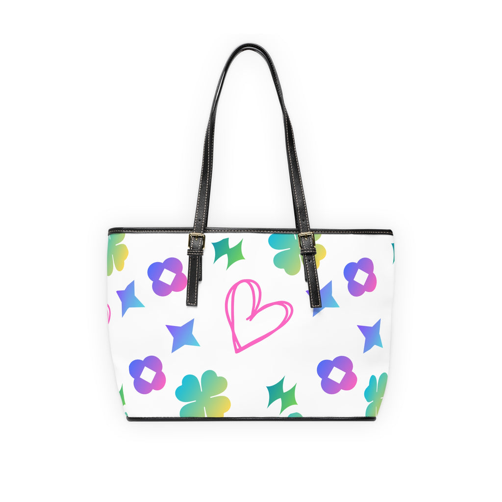 Colorful Leather Shoulder Bag with Heart Design
