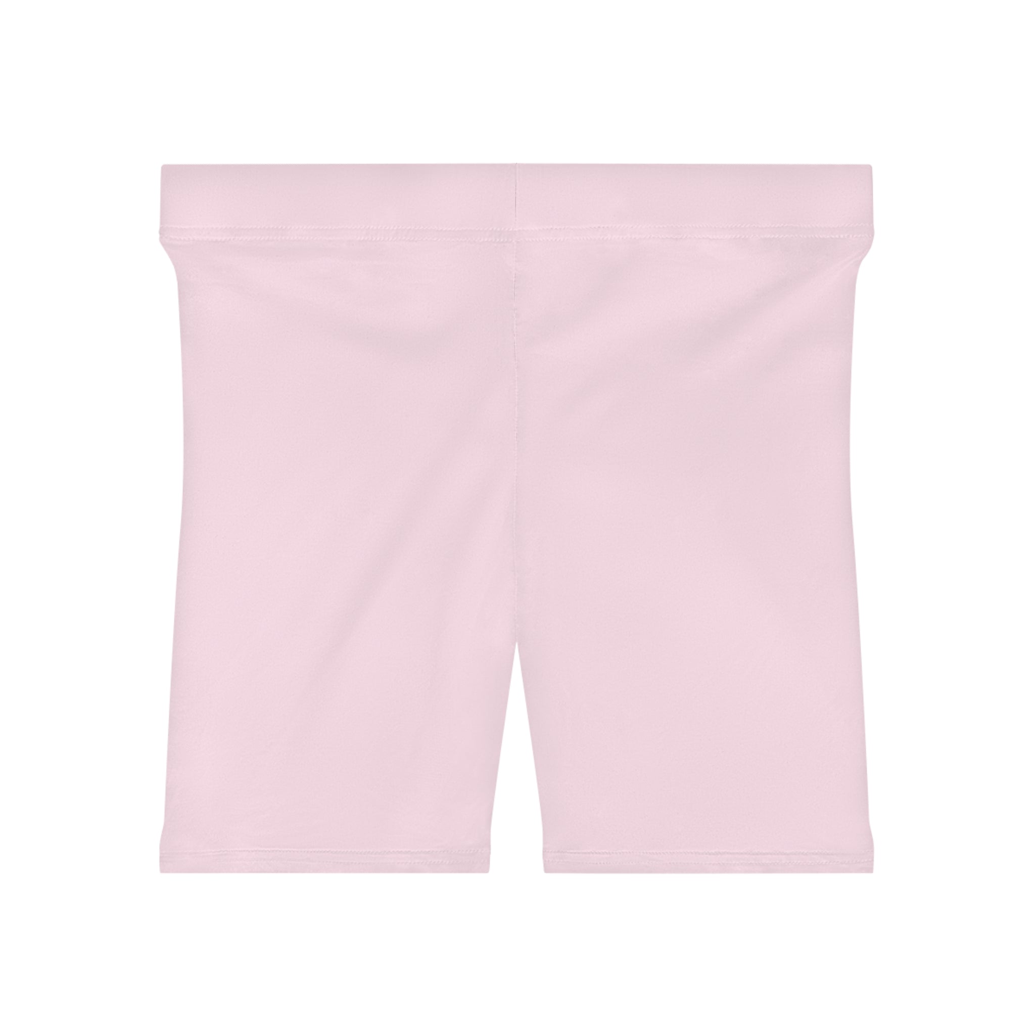 Women's Light Pink Shorts with Pink Kiss Logo — Stretchy Athleisure Cycling Shorts Pink