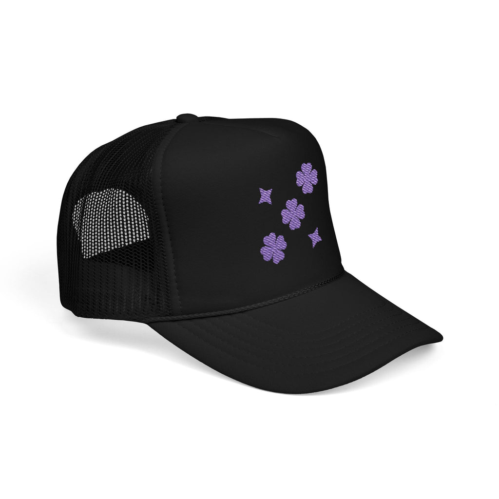 Purple Embroidered Clover & Lucky Black Hat