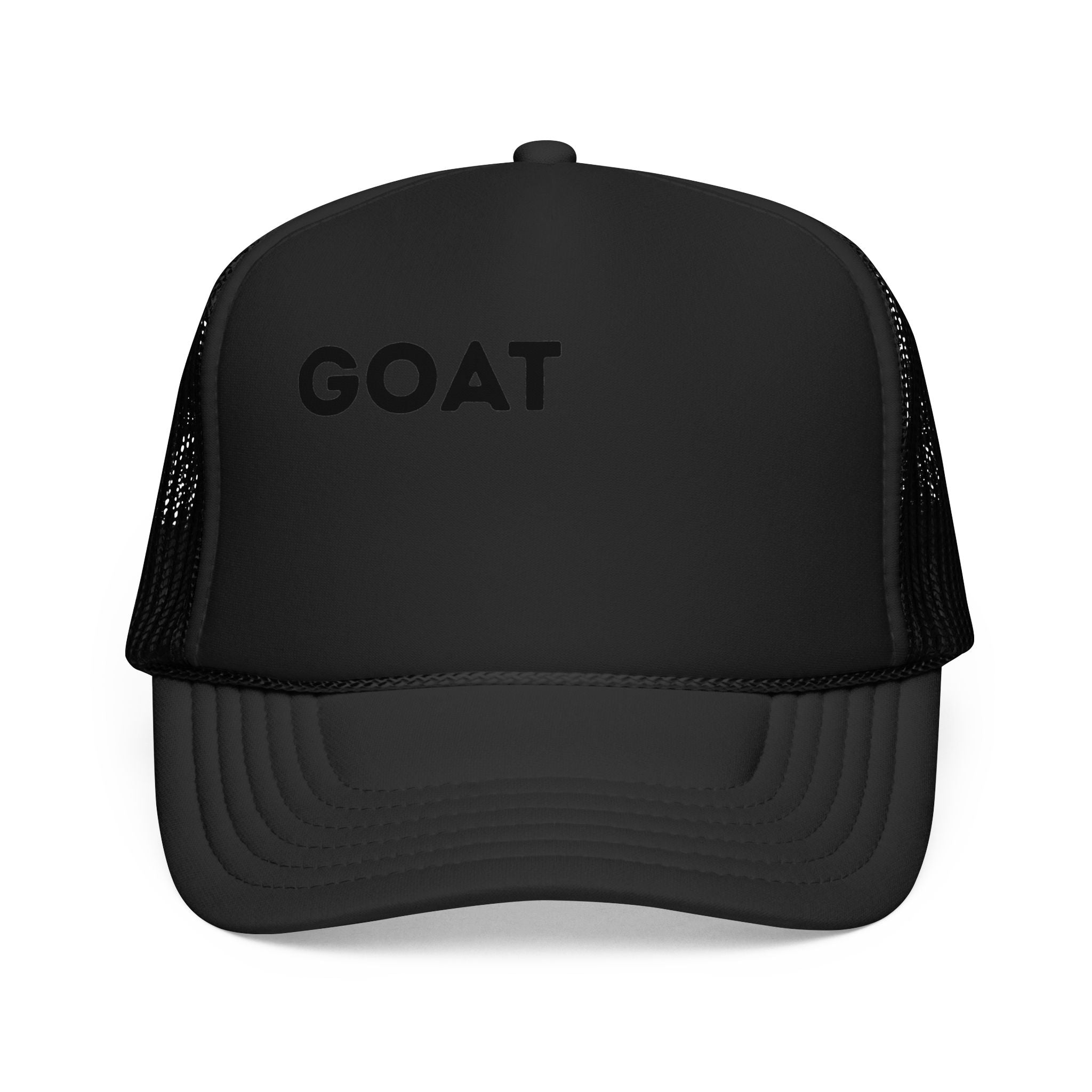 GOAT Trucker Hat – Black Foam Mesh Cap