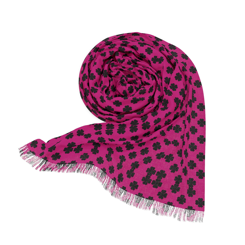 Black Pattern Light Scarf – Lightweight Black & Pink Fashion Scarf