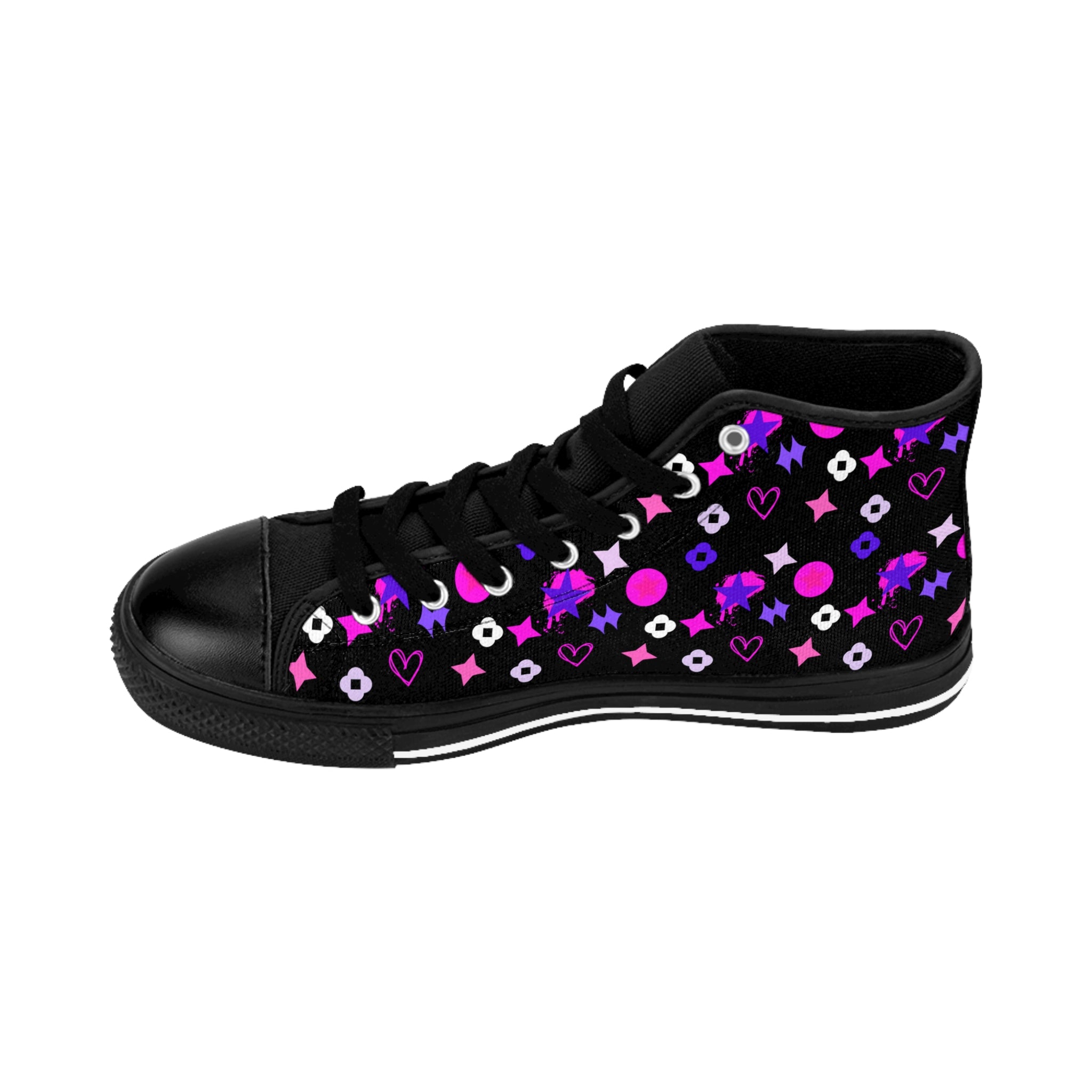 Women's Classic Sneakers Purple Black Stars